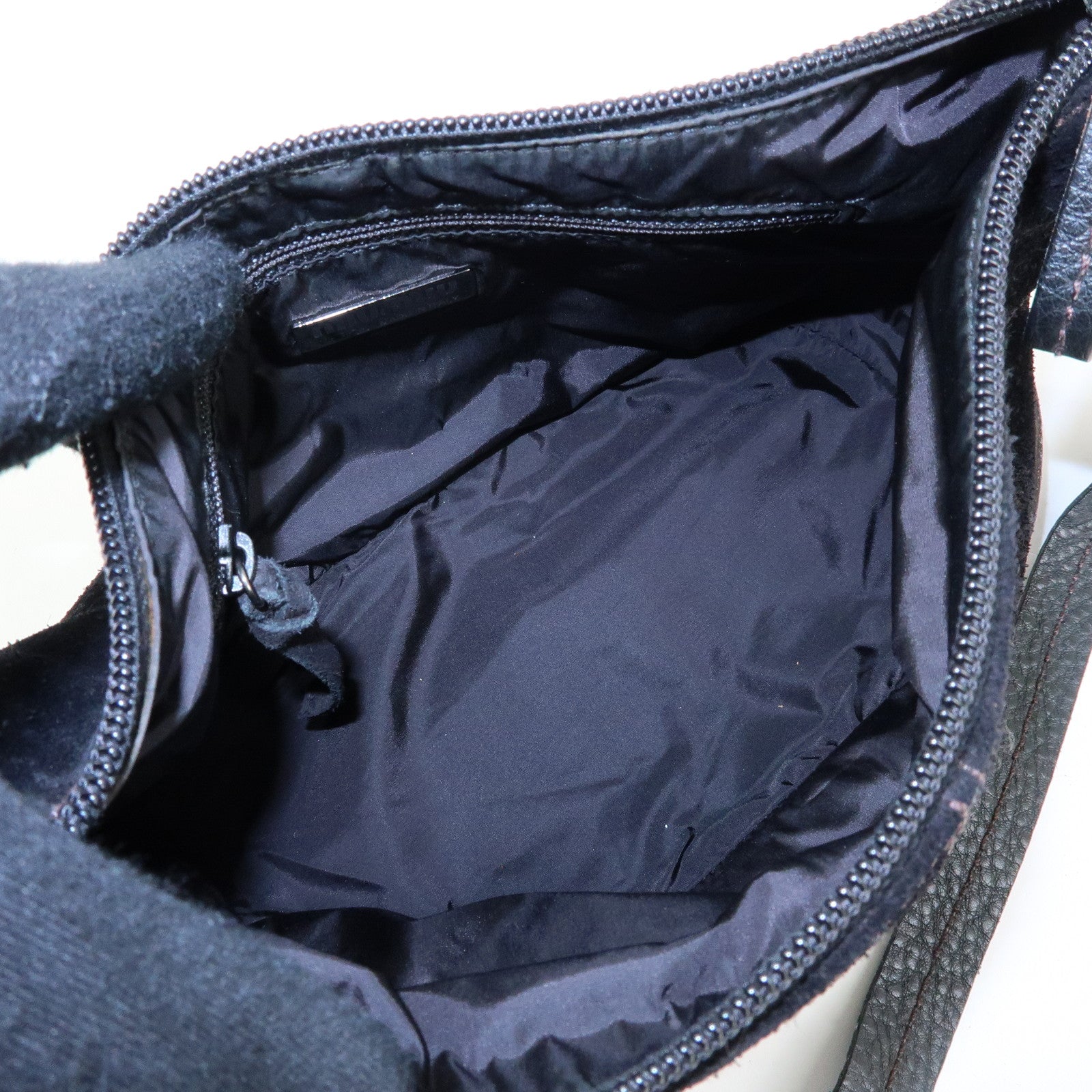 MIU MIU Suede Leather Shoulder Bag Crossbody Bag Black
