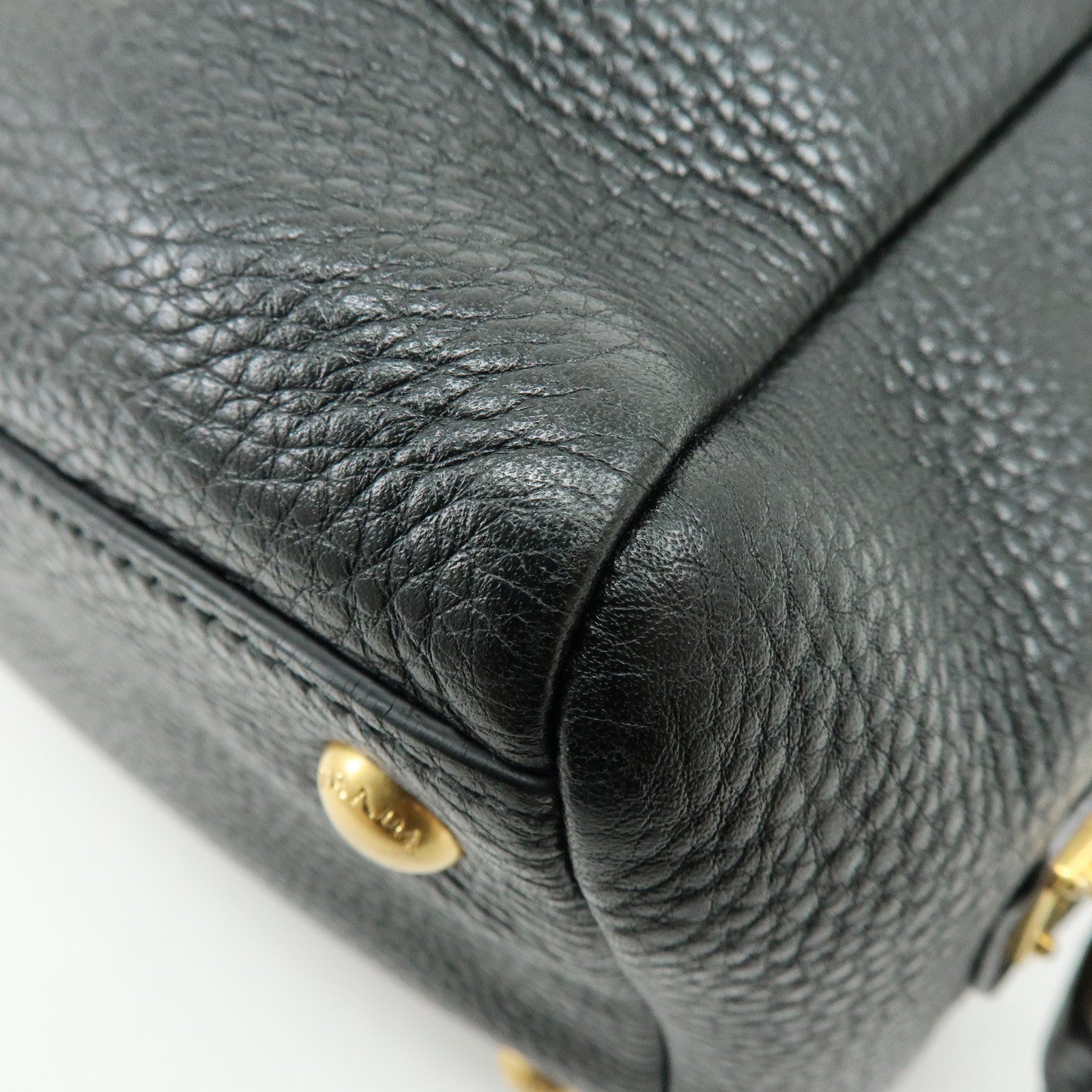 PRADA Vitello Daino Leather Shoulder Bag Hand Bag Black B3091M