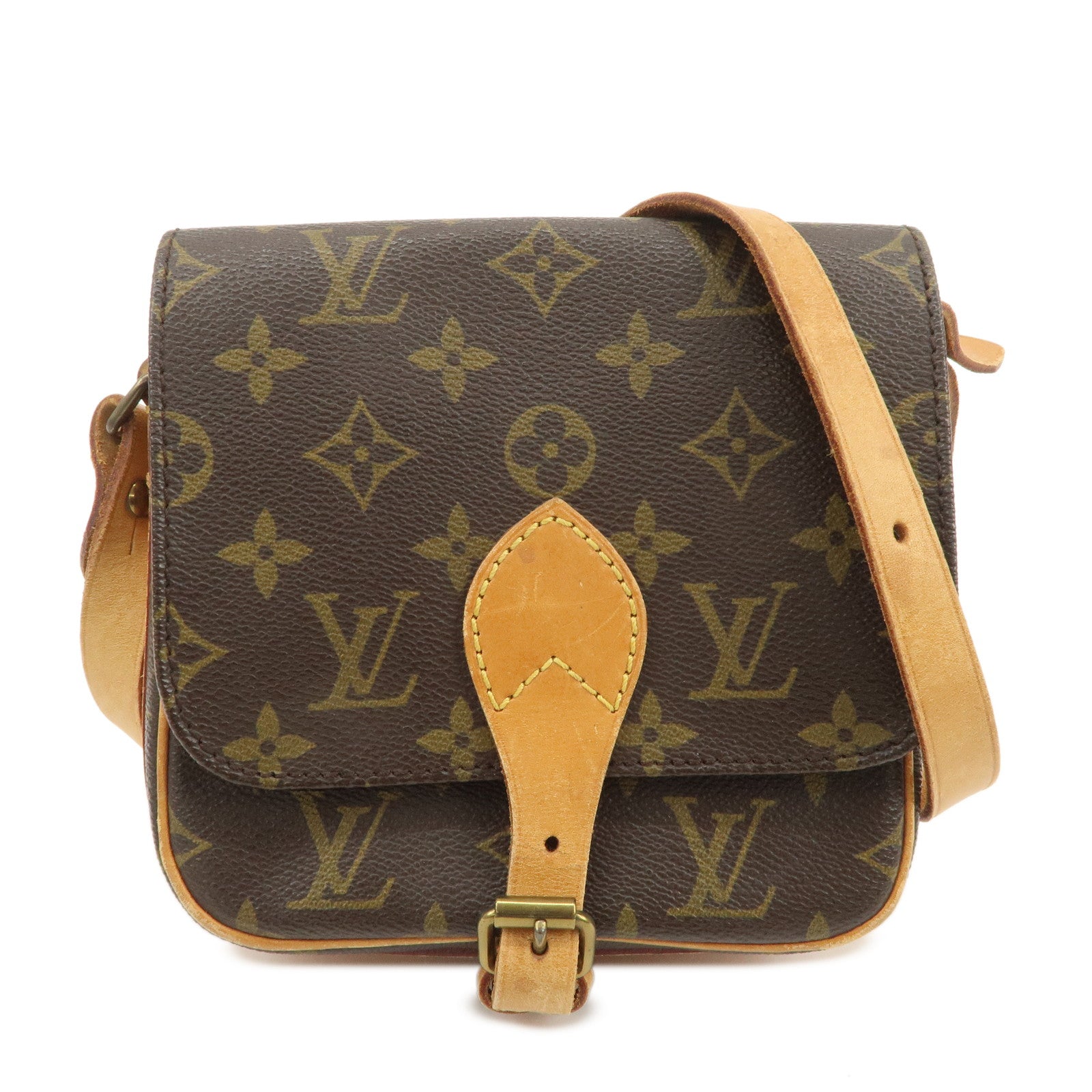 Louis Vuitton Monogram Mini Cartouchiere Shoulder Bag Brown M51254