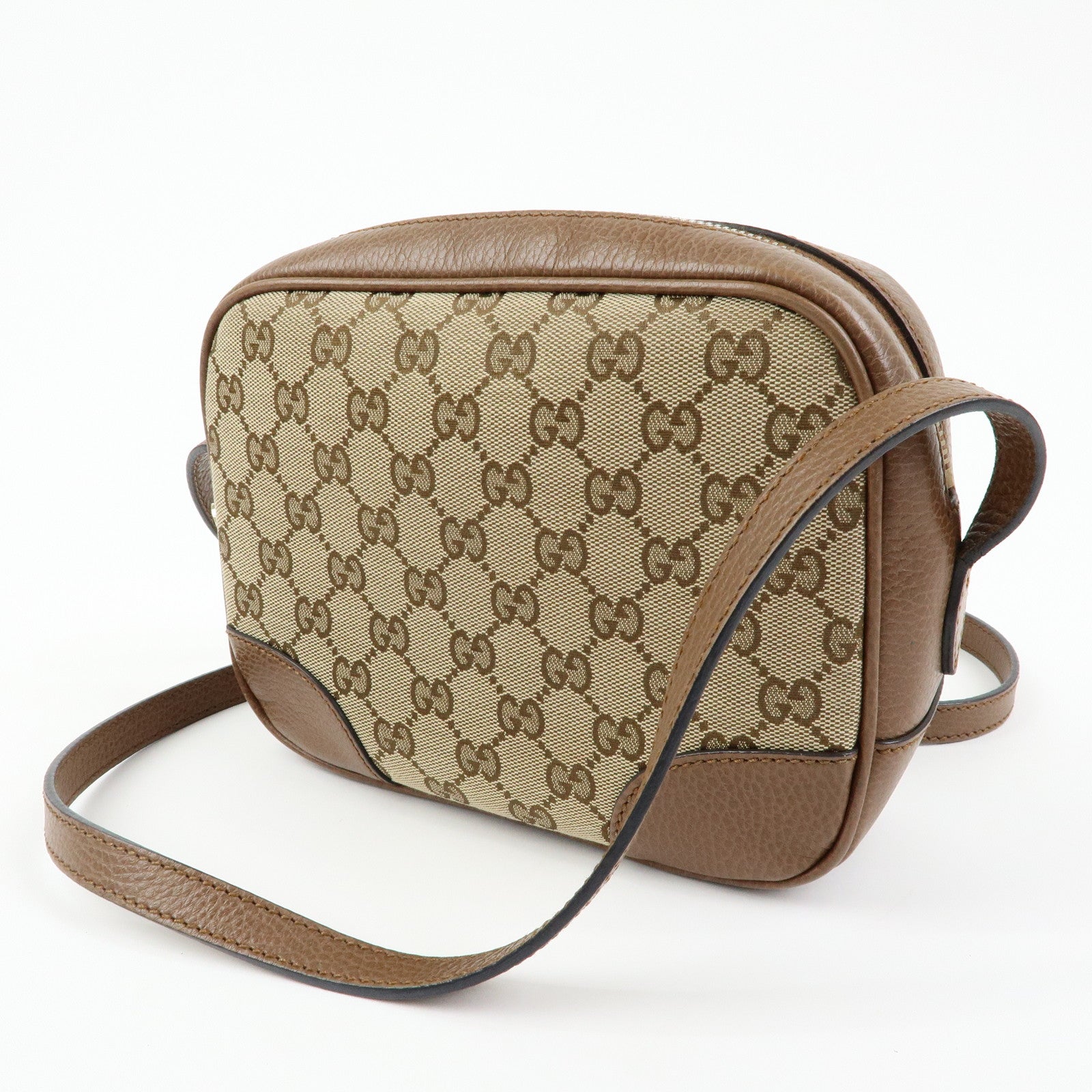 GUCCI Interlocking G Canvas Leather Shoulder Crossbody Bag 449413