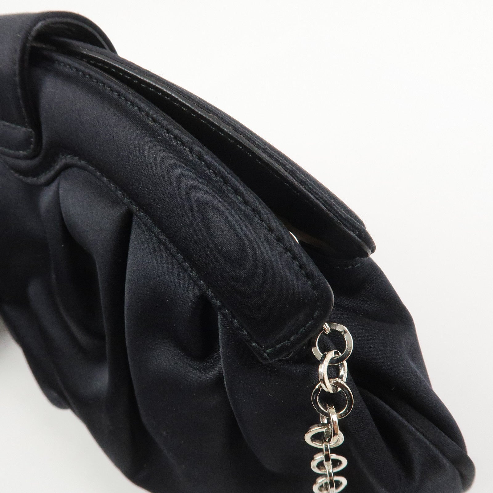 Ferragamo Gancini Satin Shoulder Bag Crossbody Bag Black Q 21 6436