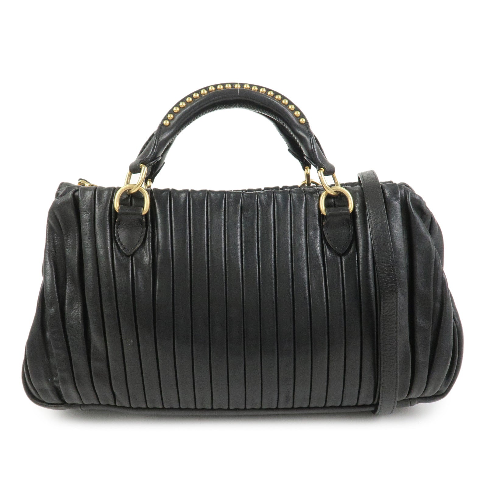 MIU MIU Leather 2Way Bag Hand Bag Shoulder Bag Black