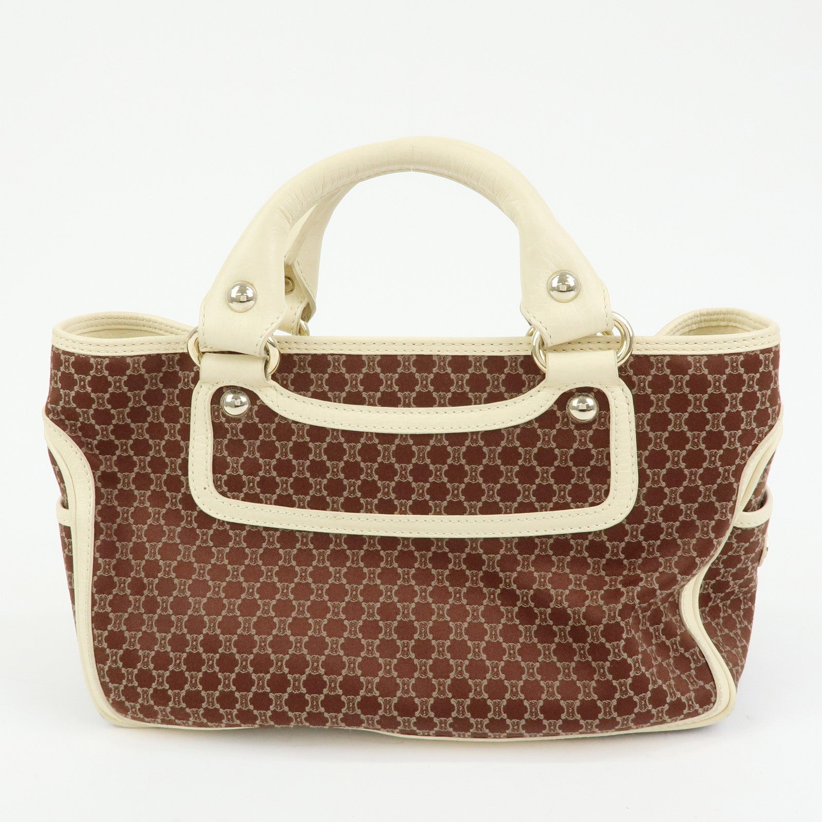 CELINE Macadam Boogie Bag Canvas Leather Hand Bag Tote Bag Brown
