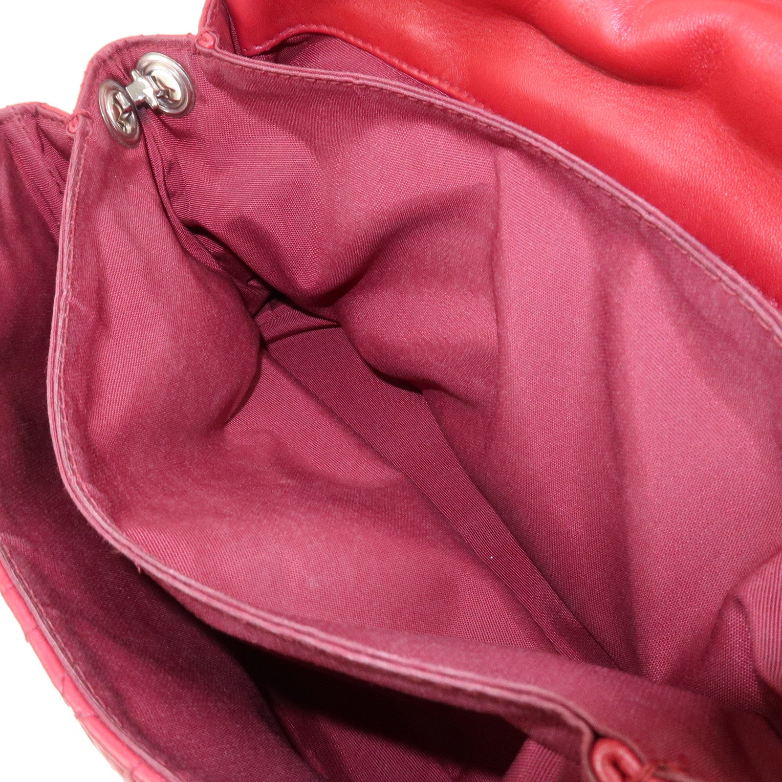 Christian Dior Canage Leather Chain Shoulder Bag Hand Bag Red