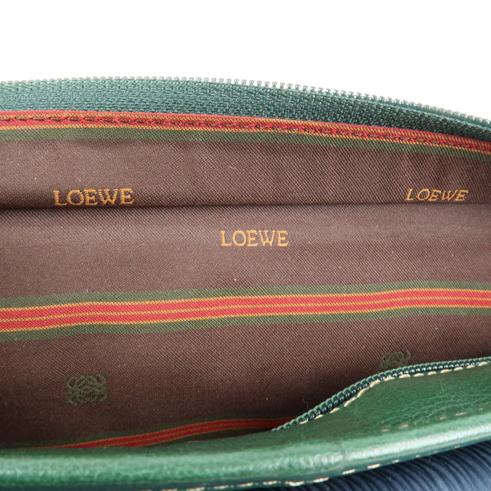 LOEWE Velazquez Suede Leather Clutch Bag Green Blue Gold HDW