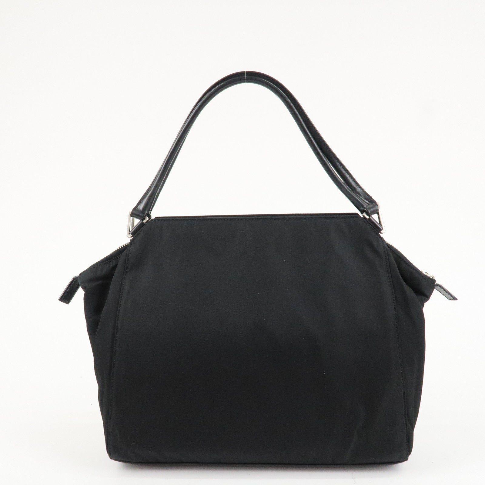 PRADA Triangle Logo Nylon Leather Tote Bag Shoulder Bag B11093 Used
