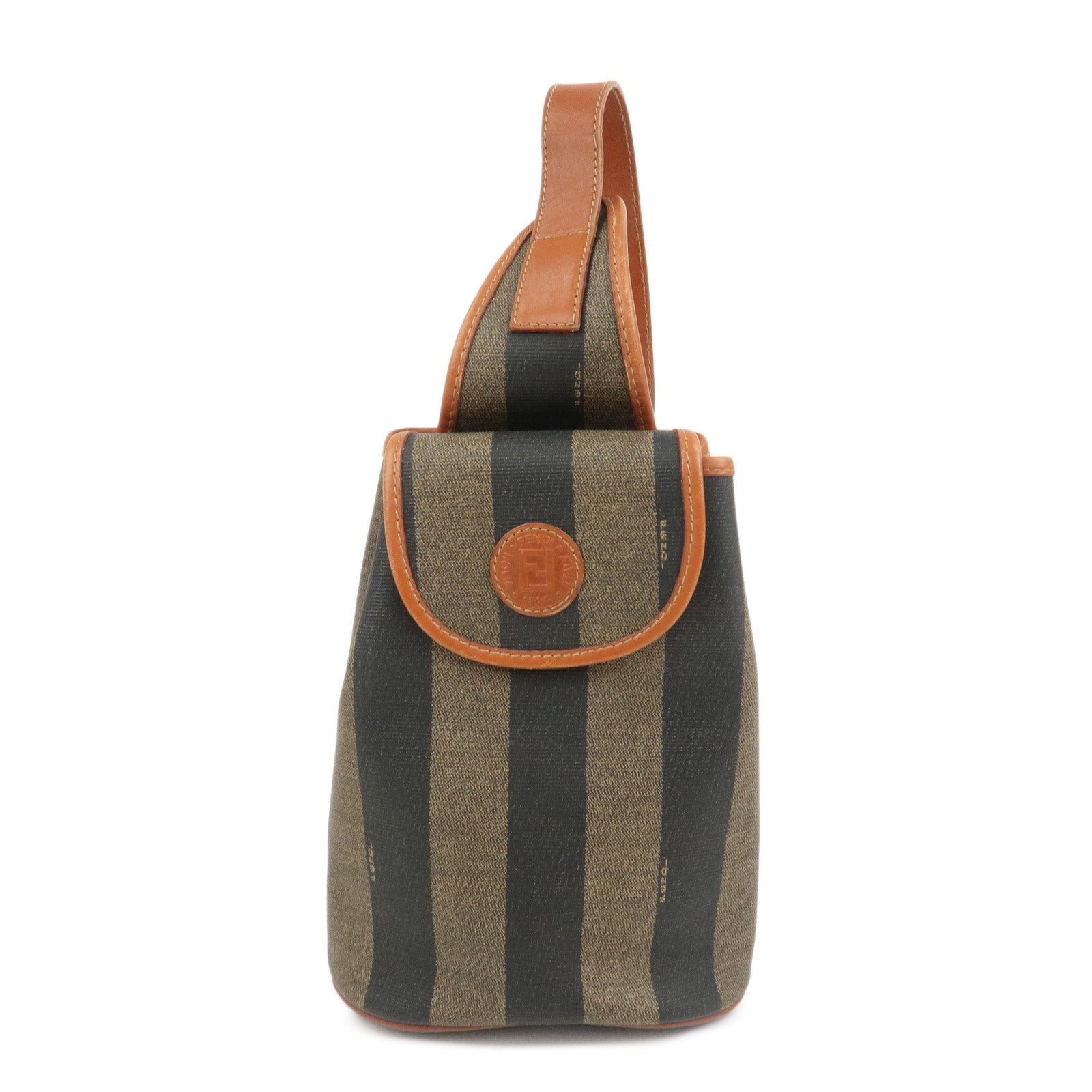 FENDI Pequin PVC Leather Shoulder Bag Crossbody Bag Brown 14965