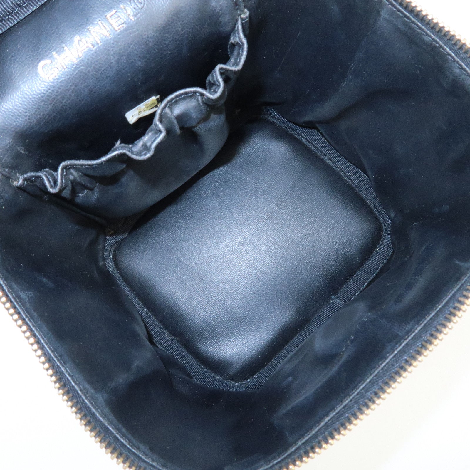 CHANEL COCO Mark Caviarskin Vanity Bag Hand Bag Makeup Bag A01998