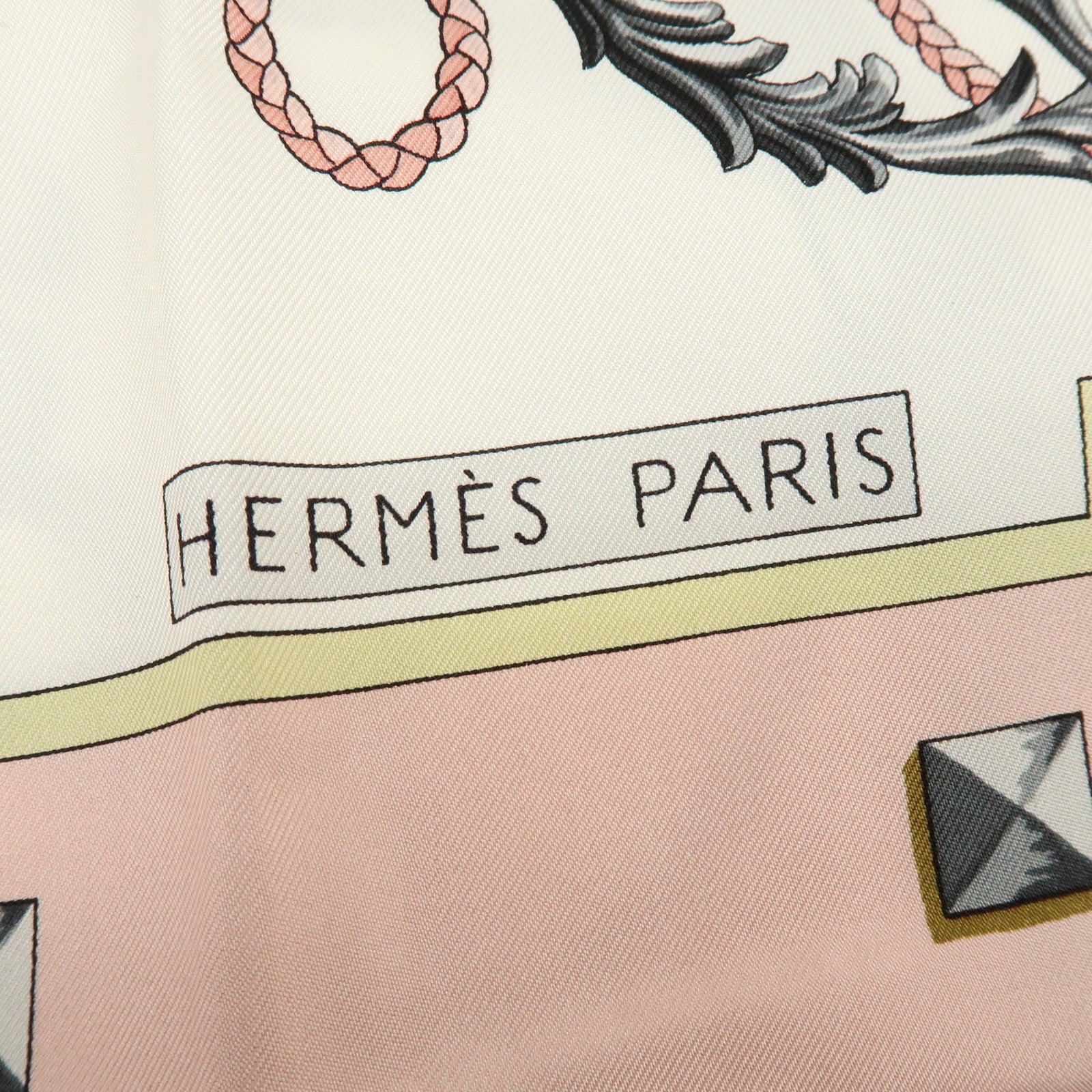 HERMES Carre 90 Silk 100% Scarf LES CLES THE KEYS RARE Light Pink