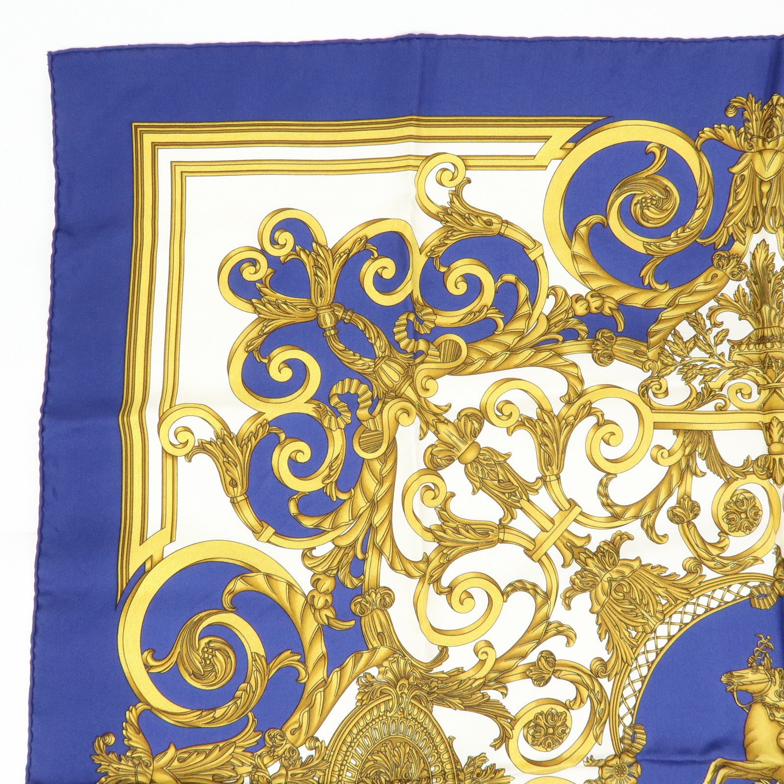 HERMES Carre 90 Set of 2 Silk 100% Scarf Blue White Pink