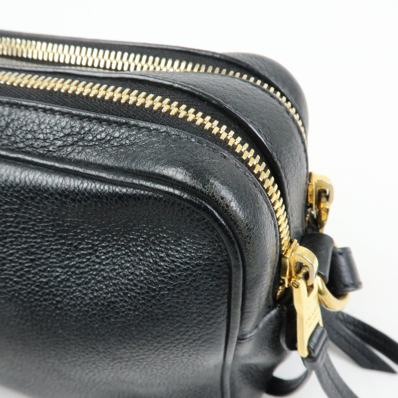 PRADA Logo Leather Shoulder Crossbody Bag Black 1BH079