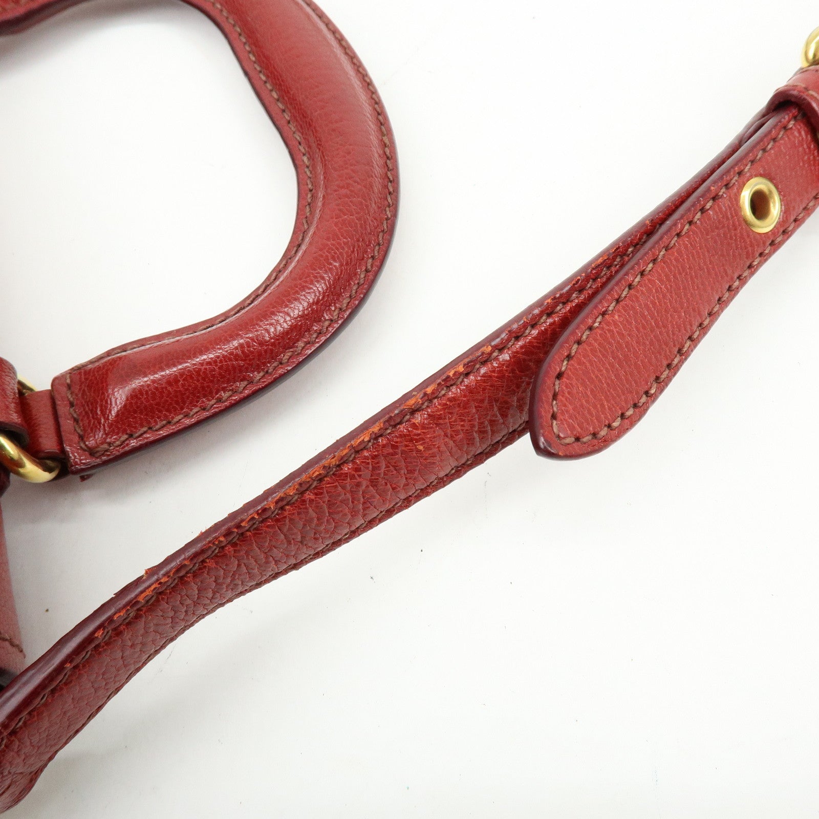 MIU MIU Madras Leather 2Way Bag Hand Bag Shoulder Bag Red Orange