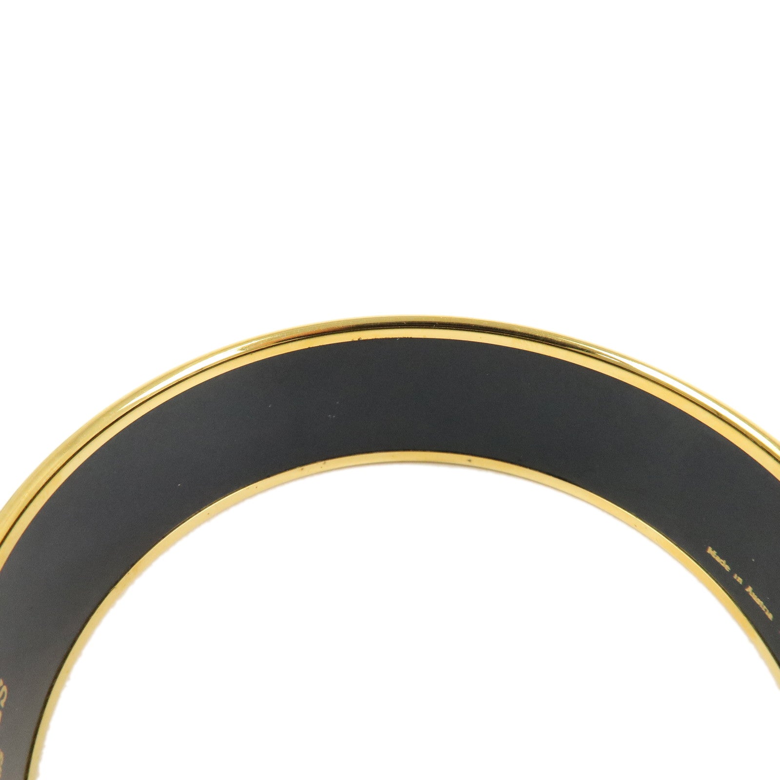 HERMES Email GM Gold Plated Bangle Bracelet Blue Gold