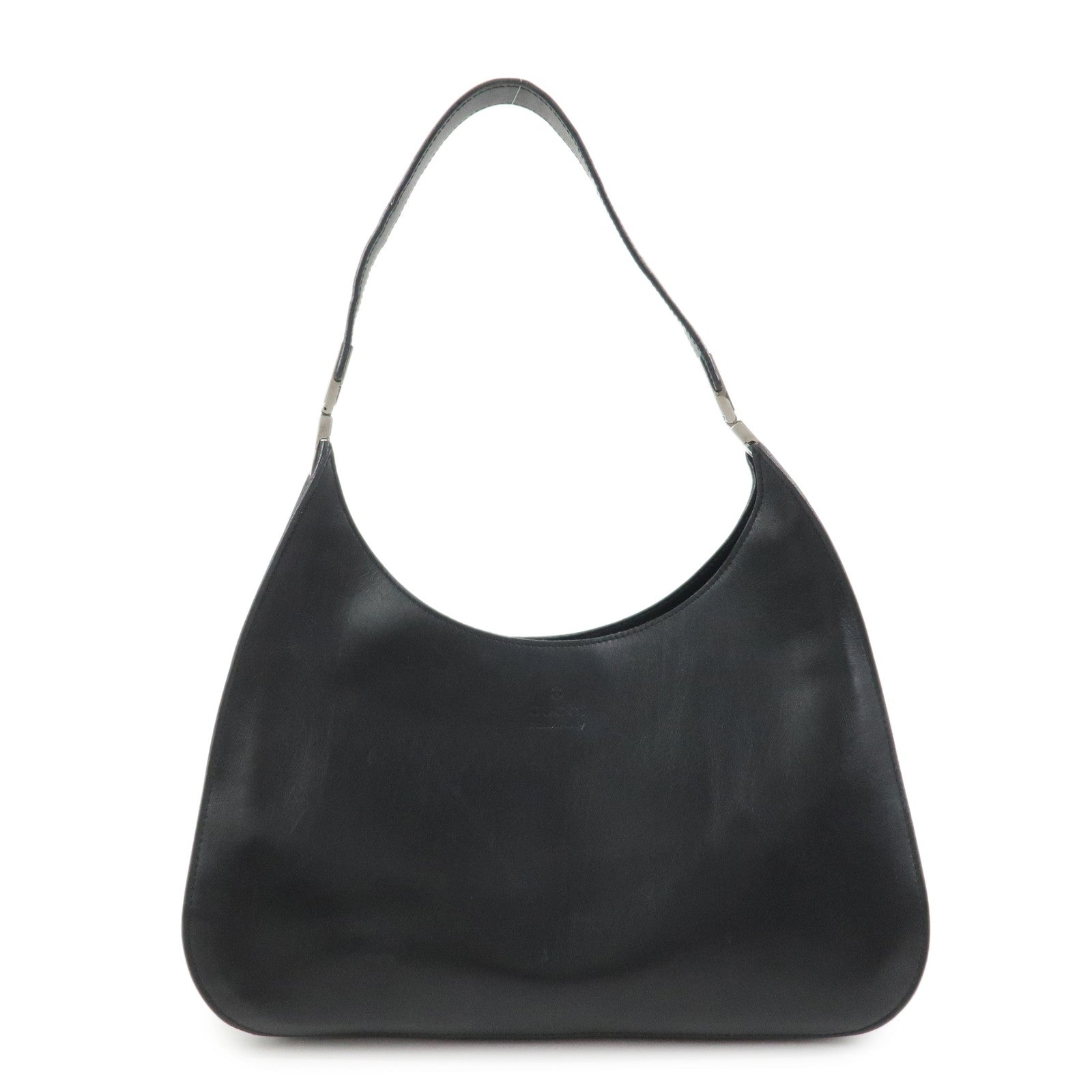 GUCCI Logo Leather Shoulder Bag Hand Bag Black 001繝ｻ3767