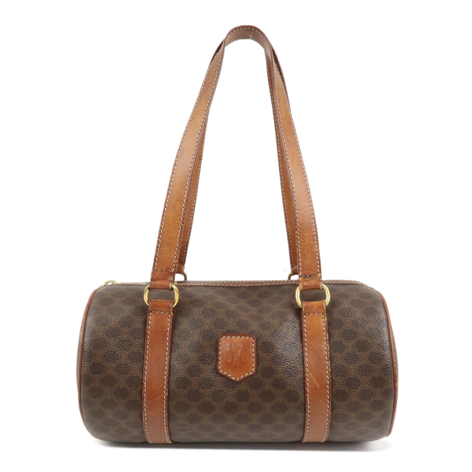 CELINE Macadam PVC Leather Hand Bag Shoulder Bag Brown