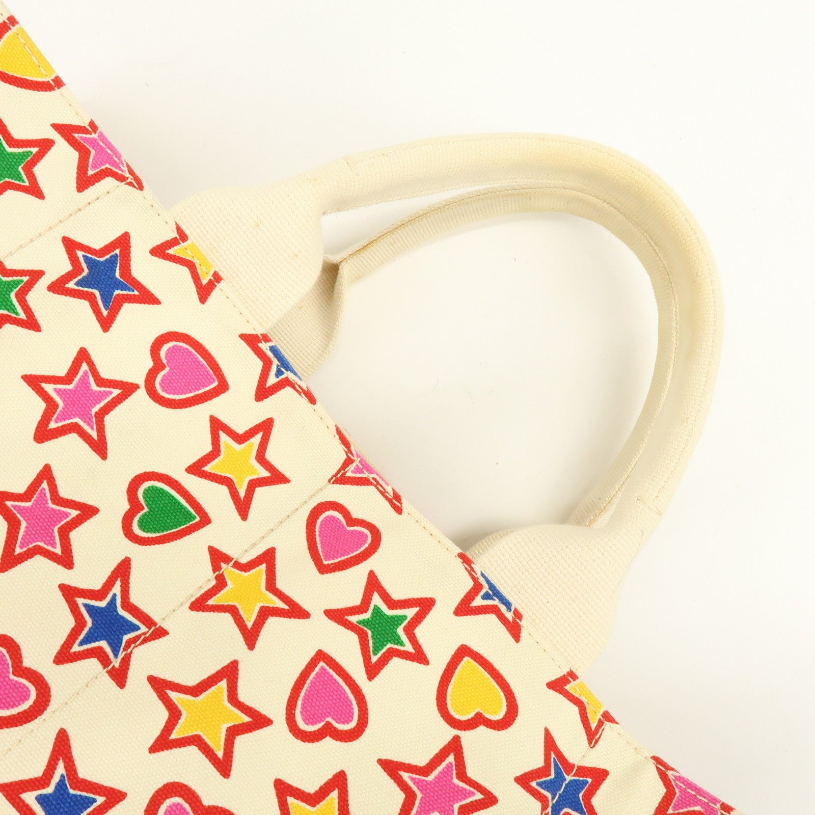 PRADA Triangle Logo Canapa Large Star Heart Canvas Tote Bag BN1872