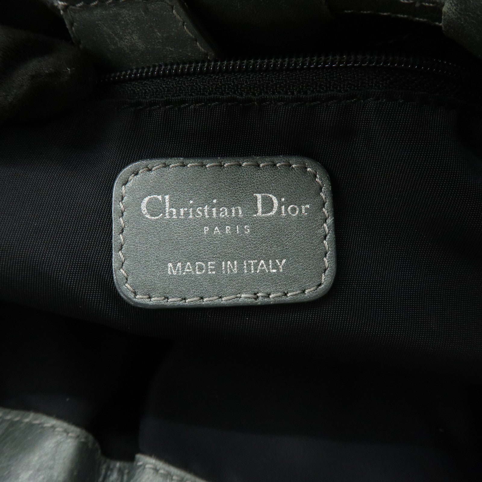 Christian Dior Cannage Nylon Leather Tote Bag Shoulder Bag Gray