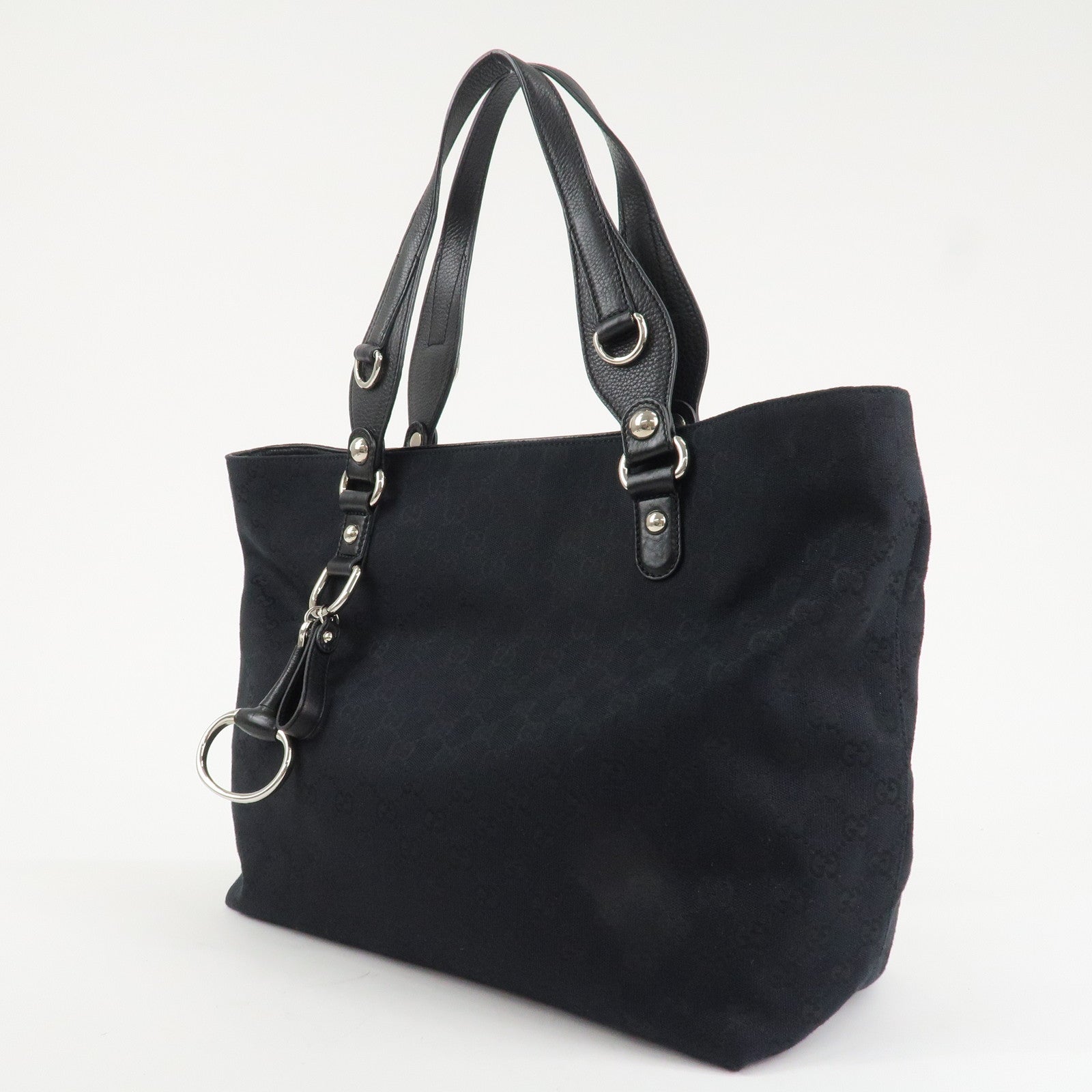 GUCCI Guccissima Leather Horsebit Tote Bag Black 229852 Used