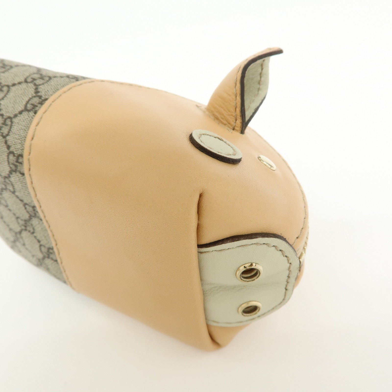 GUCCI GG Supreme Leather Pig Coin Case Purse Zoo Series 256866