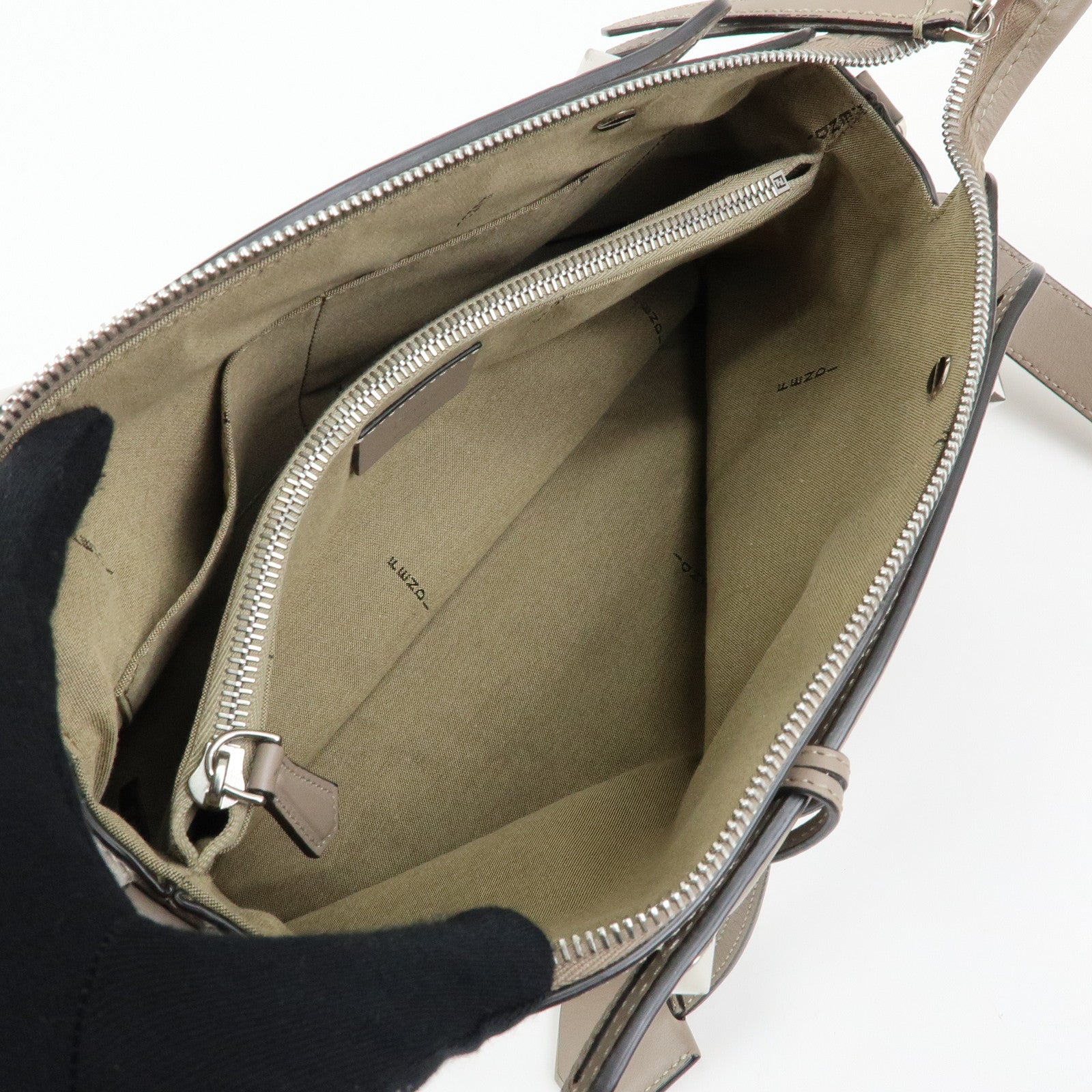 FENDI By The Way Medium Leather 2Way Bag Hand Bag Greige 8BL146