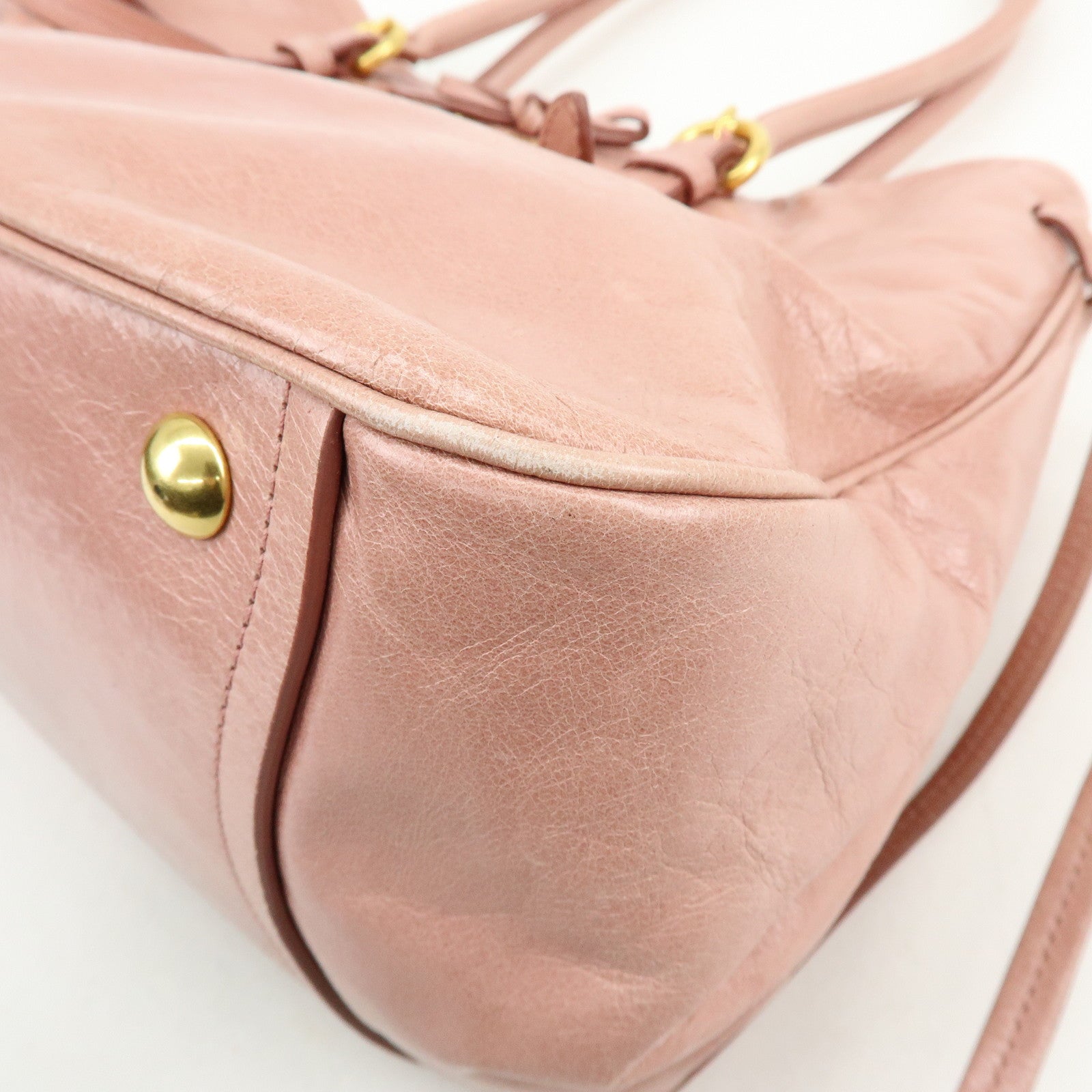 MIU MIU Leather Ribbon 2Way Bag Hand Bag Shoulder Bag Pink