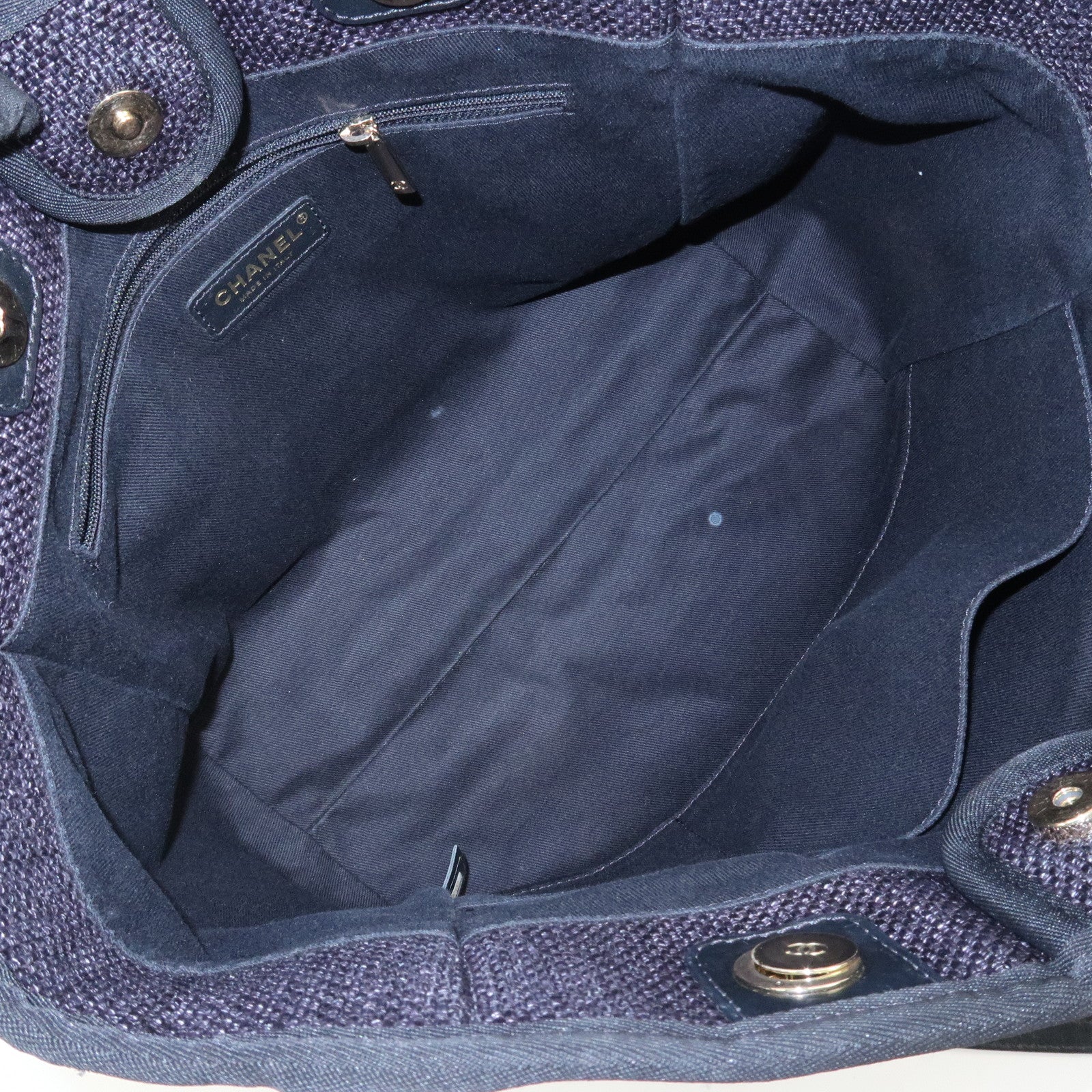 CHANEL Deauville MM Straw Leather Tote Bag Shoulder Bag A67001