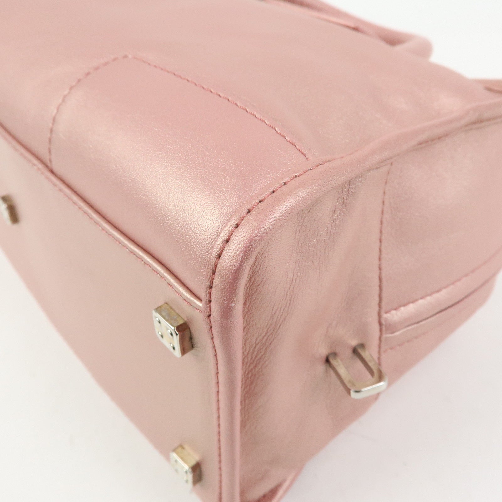 LOEWE Anagram Amazona 28 Leather Hand Bag Metallic Pink