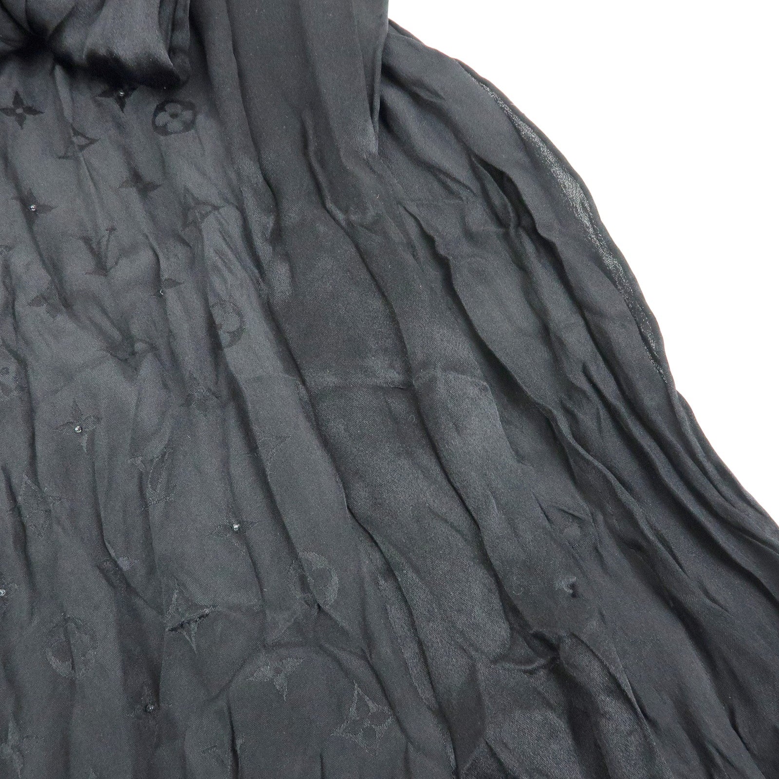 Louis Vuitton Monogram Silk 100% Scarf Shawl Black