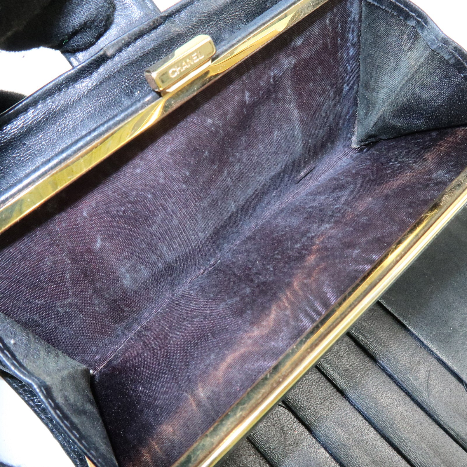 CHANEL COCO Mark Cavierskin Long Wallet Black