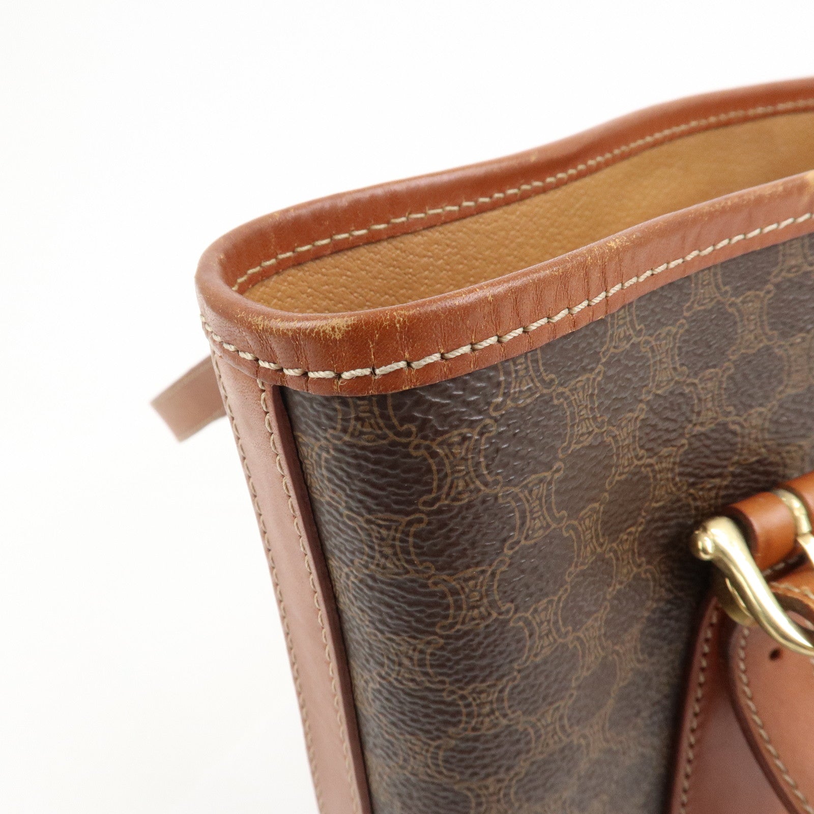 CELINE Macadam PVC Leather Shoulder Bag Hand Bag Brown