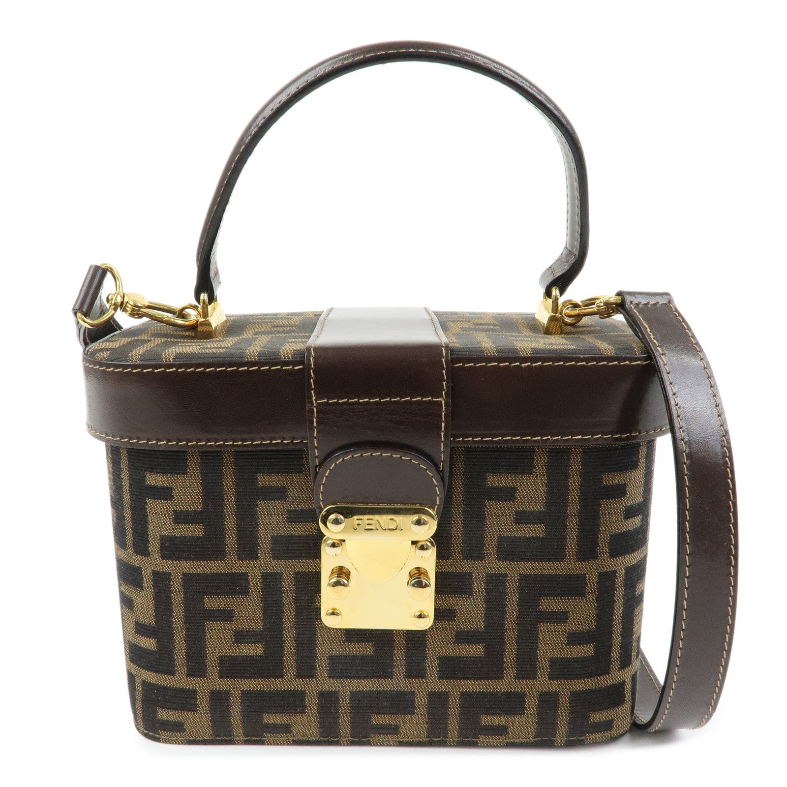 FENDI Zucca Canvas Leather 2Way Bag Hand Bag Shoulder Bag 914931