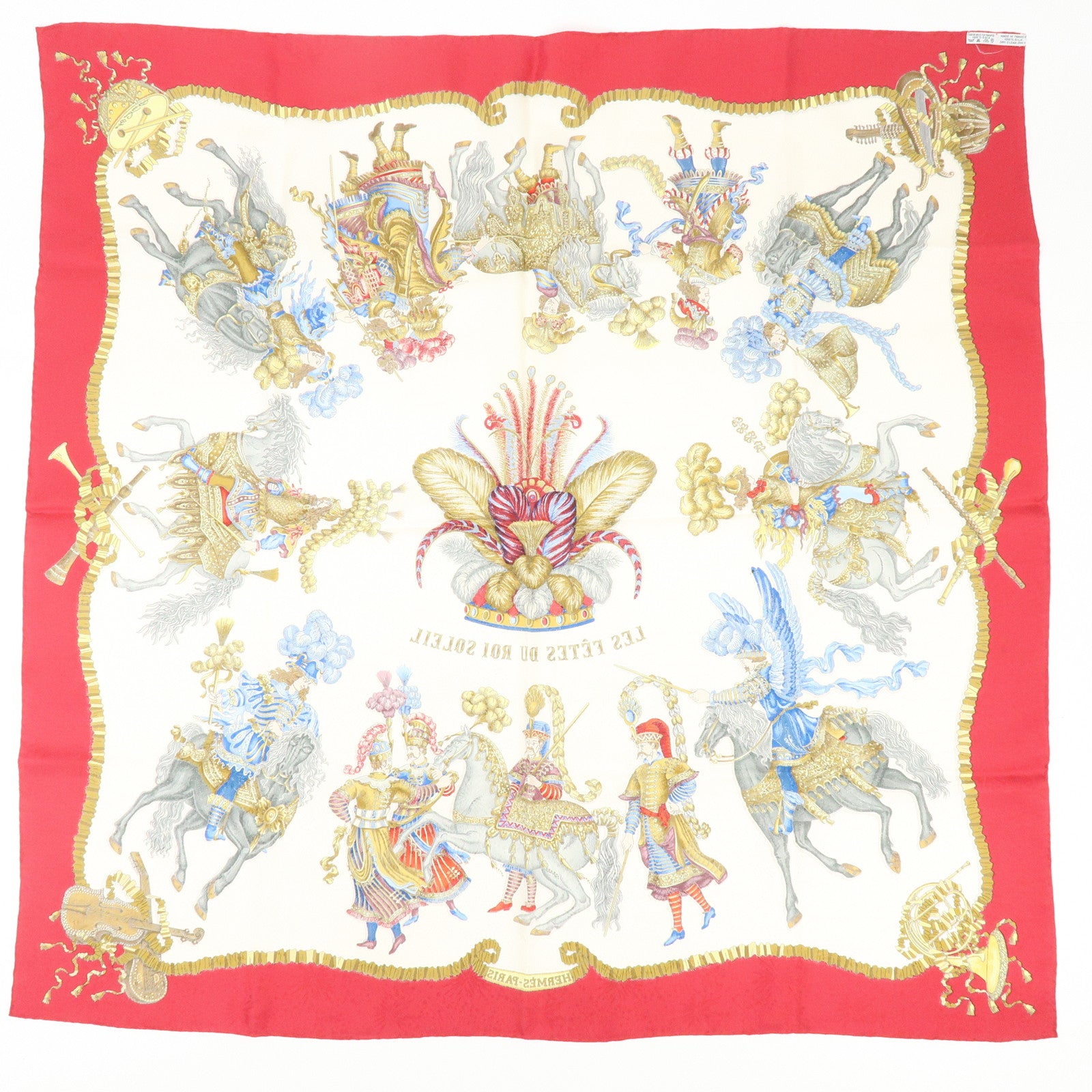 HERMES Carre 90 Set of 2 Silk 100% Scarf Brown Red