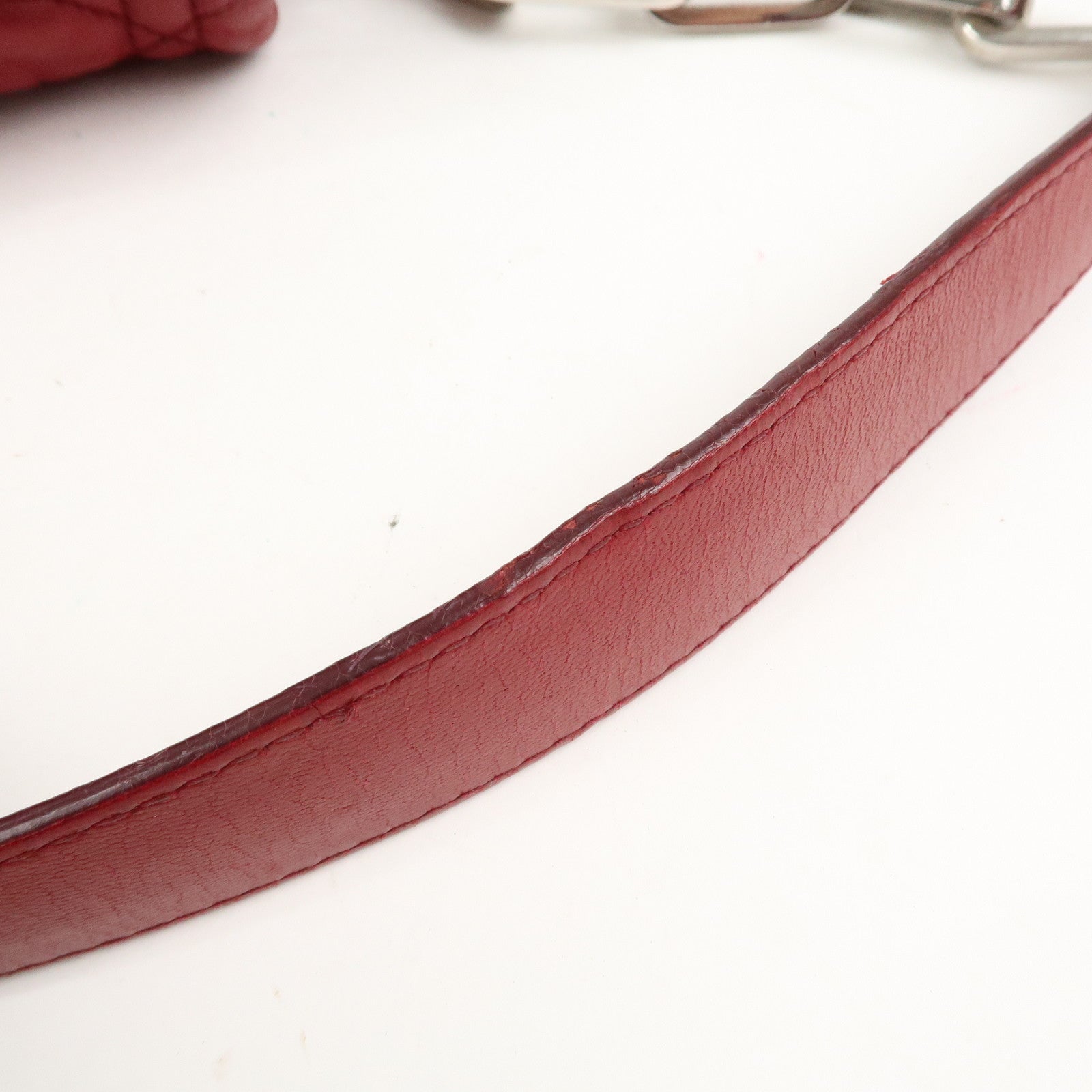 Christian Dior Canage Leather Chain Shoulder Bag Hand Bag Red