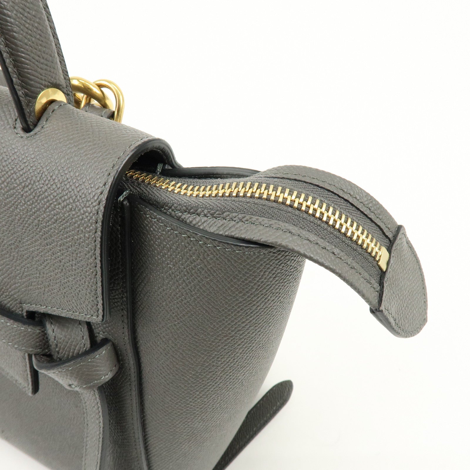 CELINE Belt Bag Leather 2Way Bag Shoulder Bag Hand Bag Gray