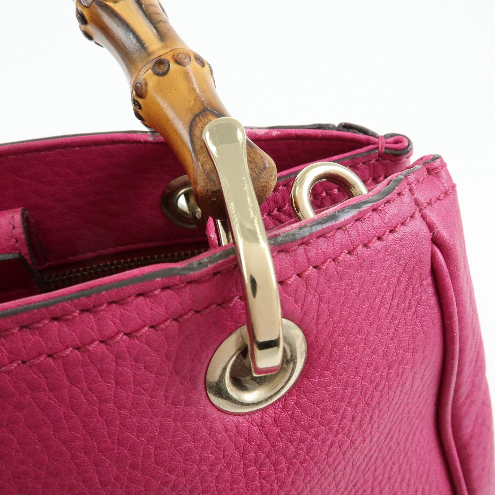 GUCCI Bamboo Leather 2Way Bag Tote Bag Shoulder Bag Pink 336032