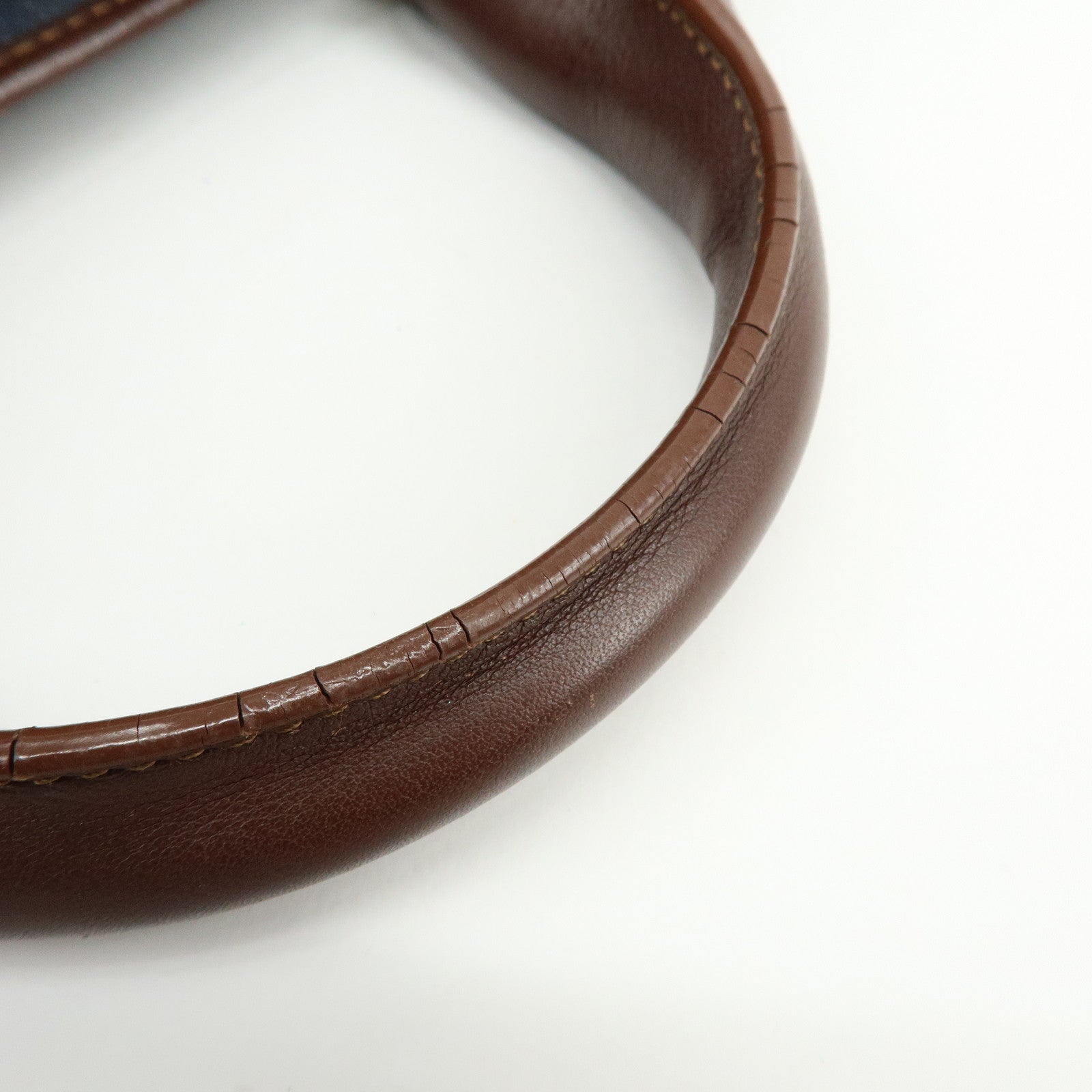 CELINE Macadam Denim Leather Boogie Bag Hand Bag Blue Brown