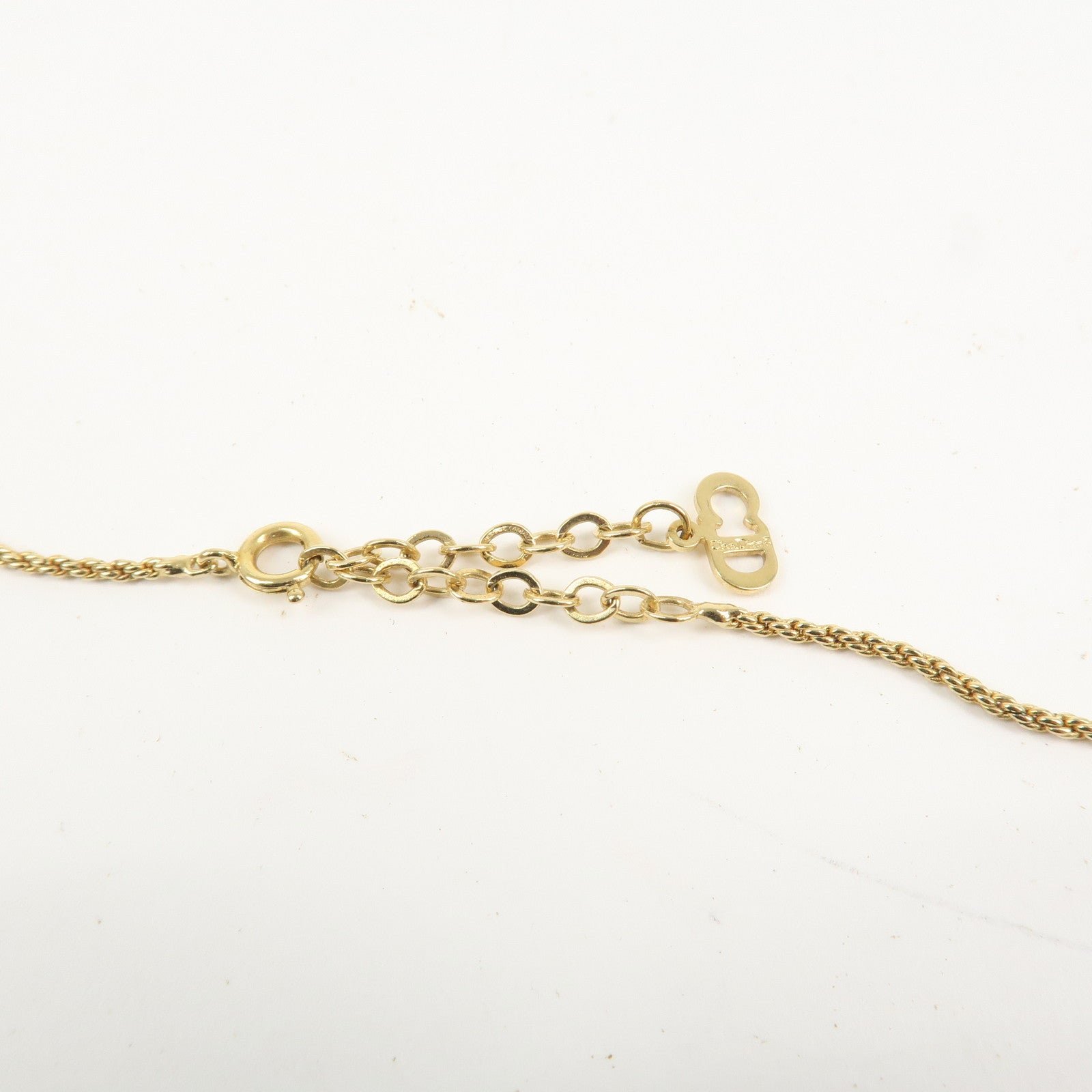 Christian Dior  Tone Logo Metal Pendant Necklace Gold
