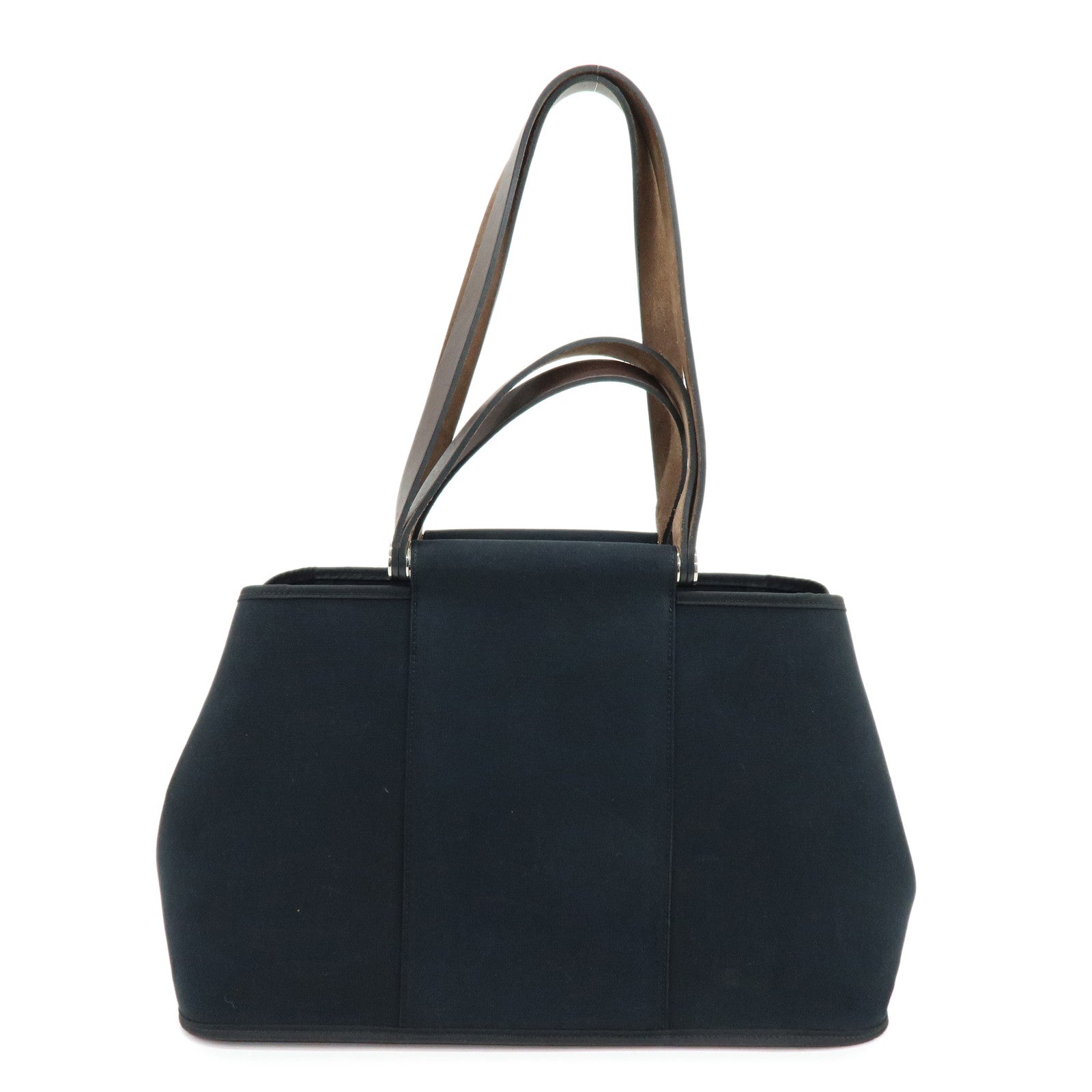 HERMES Cabag Elan PM Toile Officier Leather Tote Bag ▢N Stamped