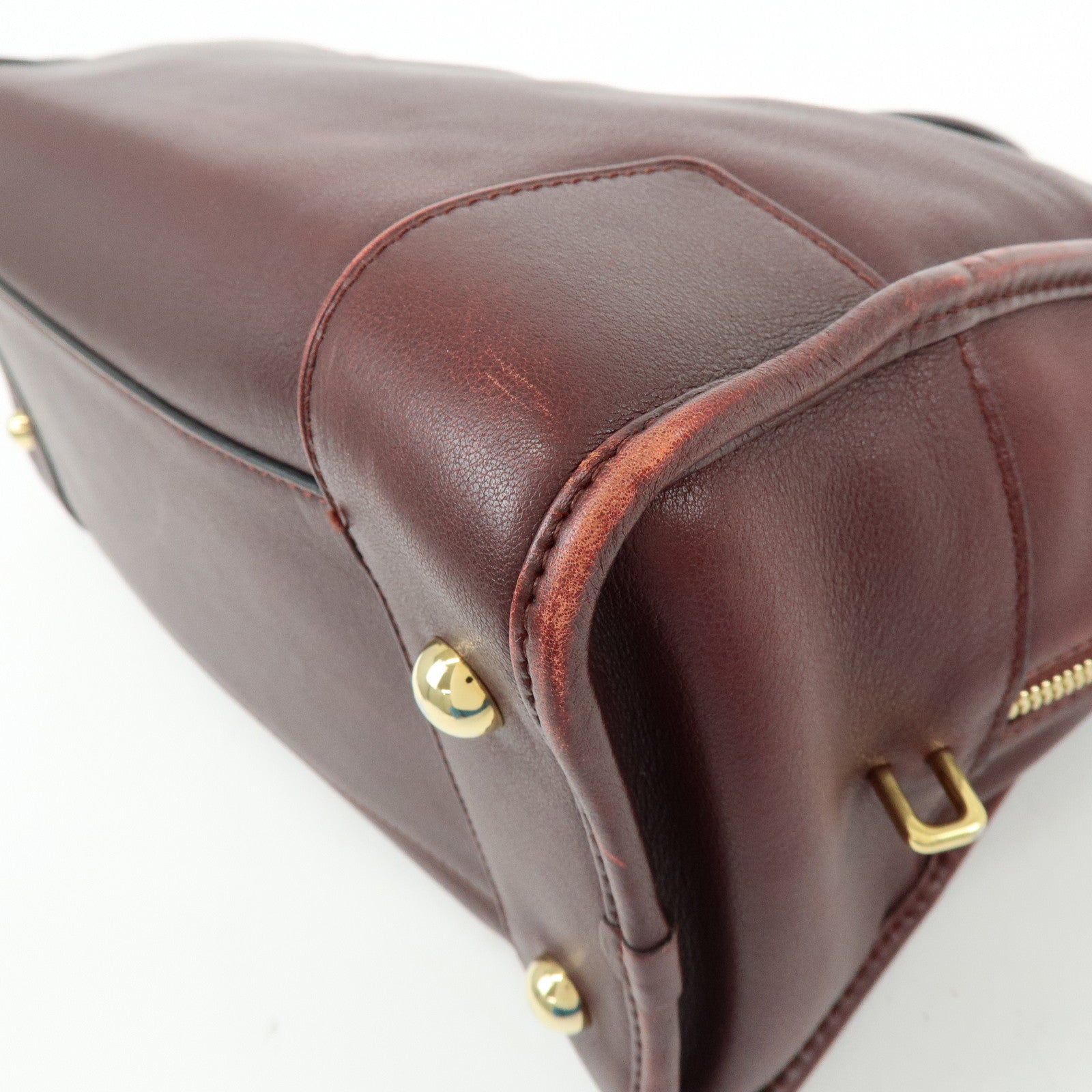 LOEWE Anagram Amazona 36 Calf Leather Hand Bag Boston Bag Wine Red