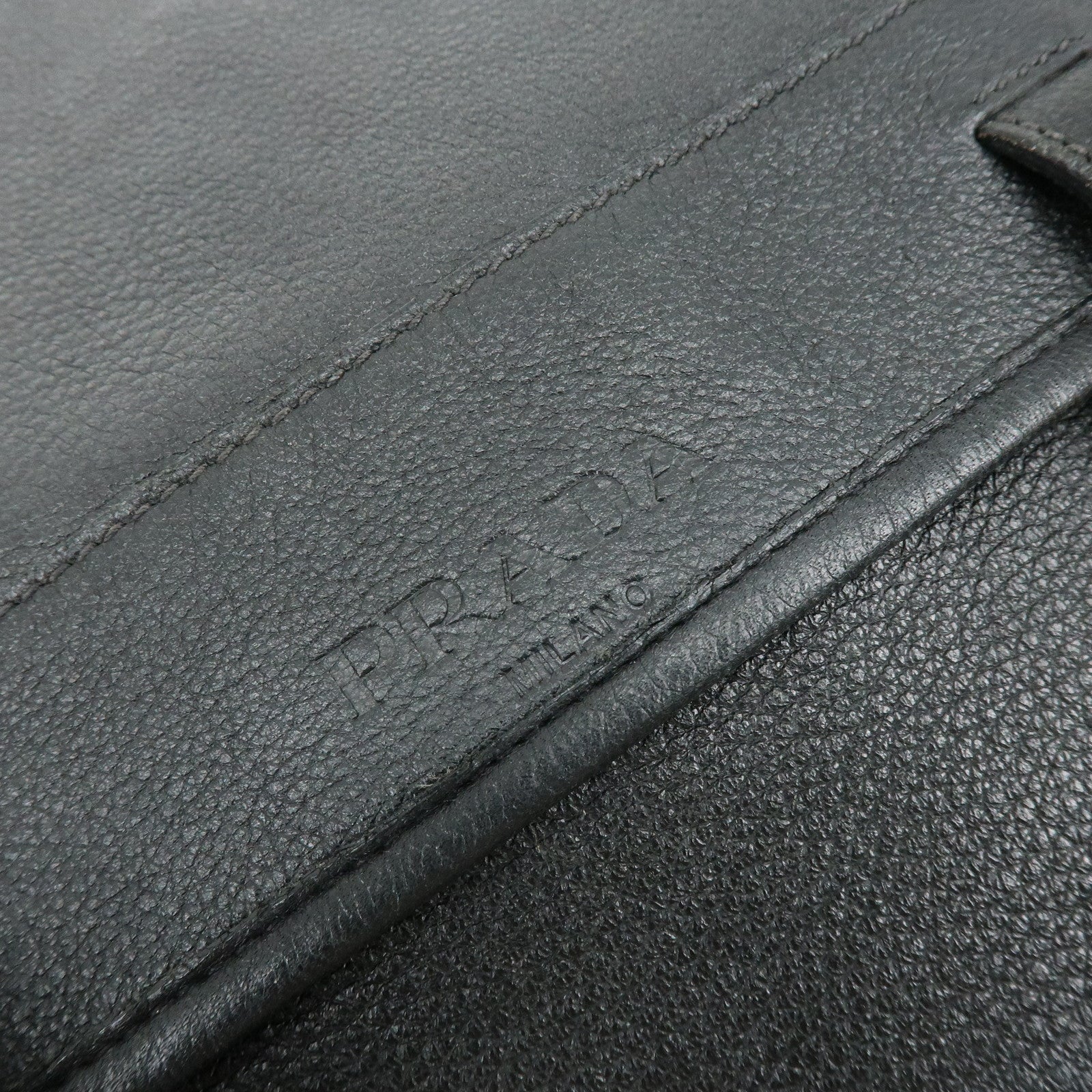 PRADA Logo Leather Shoulder Bag Crossbody Bag Black VA0638