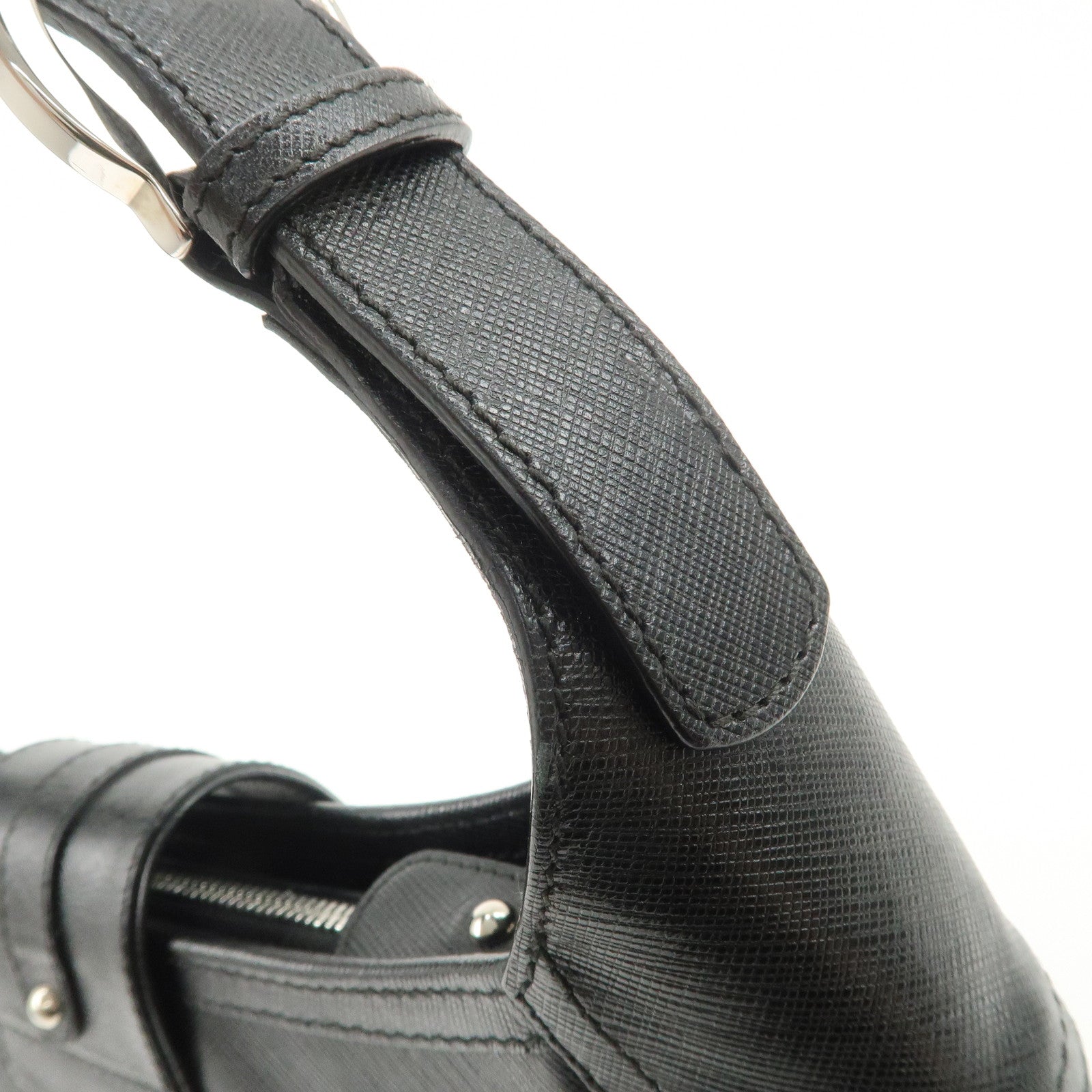 Ferragamo Gancini Leather Shoulder Bag Black