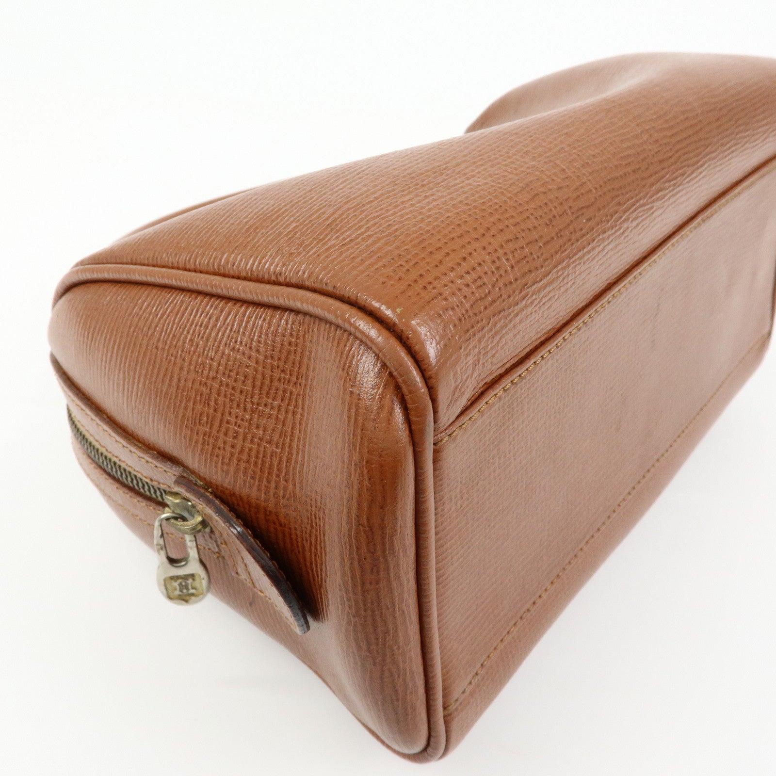CELINE Triomphe Leather Boston Bag Hand Bag Brown