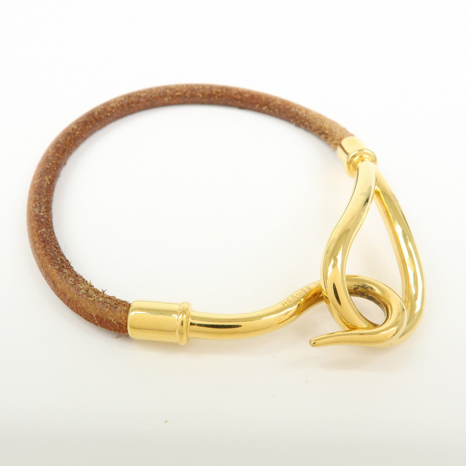 HERMES Leather Jumbo Choker Bracelet Brown