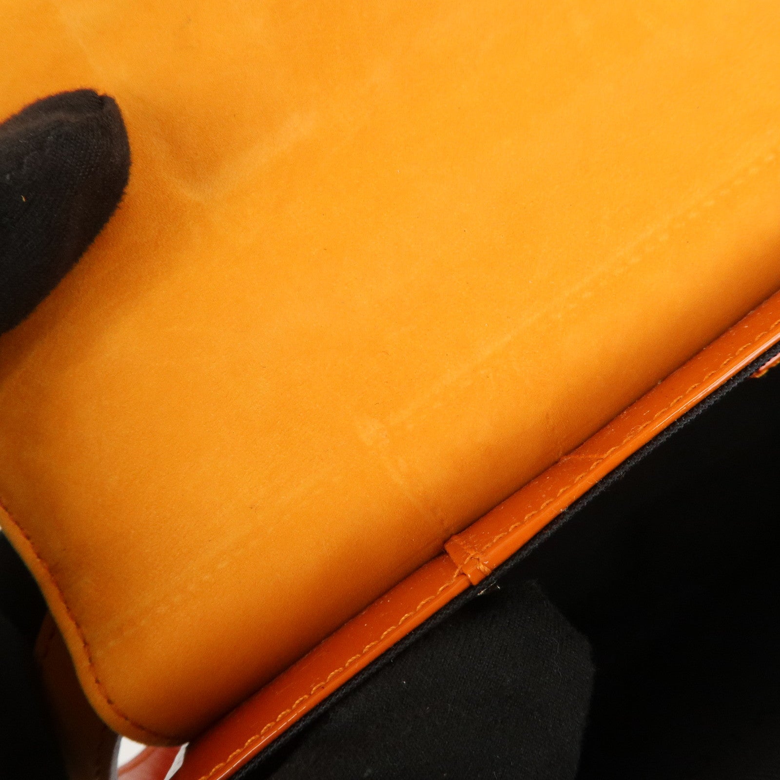 BVLGARI Patent Leather Shoulder Bag Hand Bag Orange