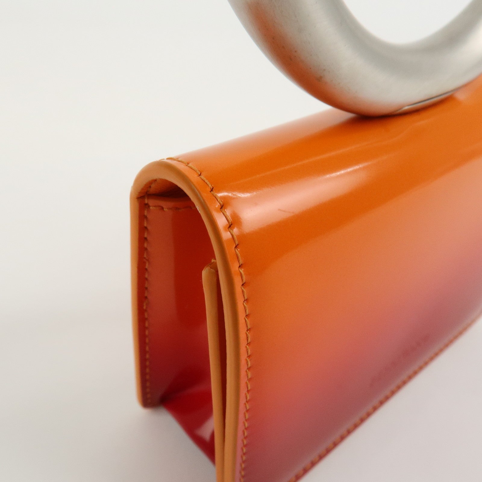 Ferragamo Patent Leather Hand Bag Orange