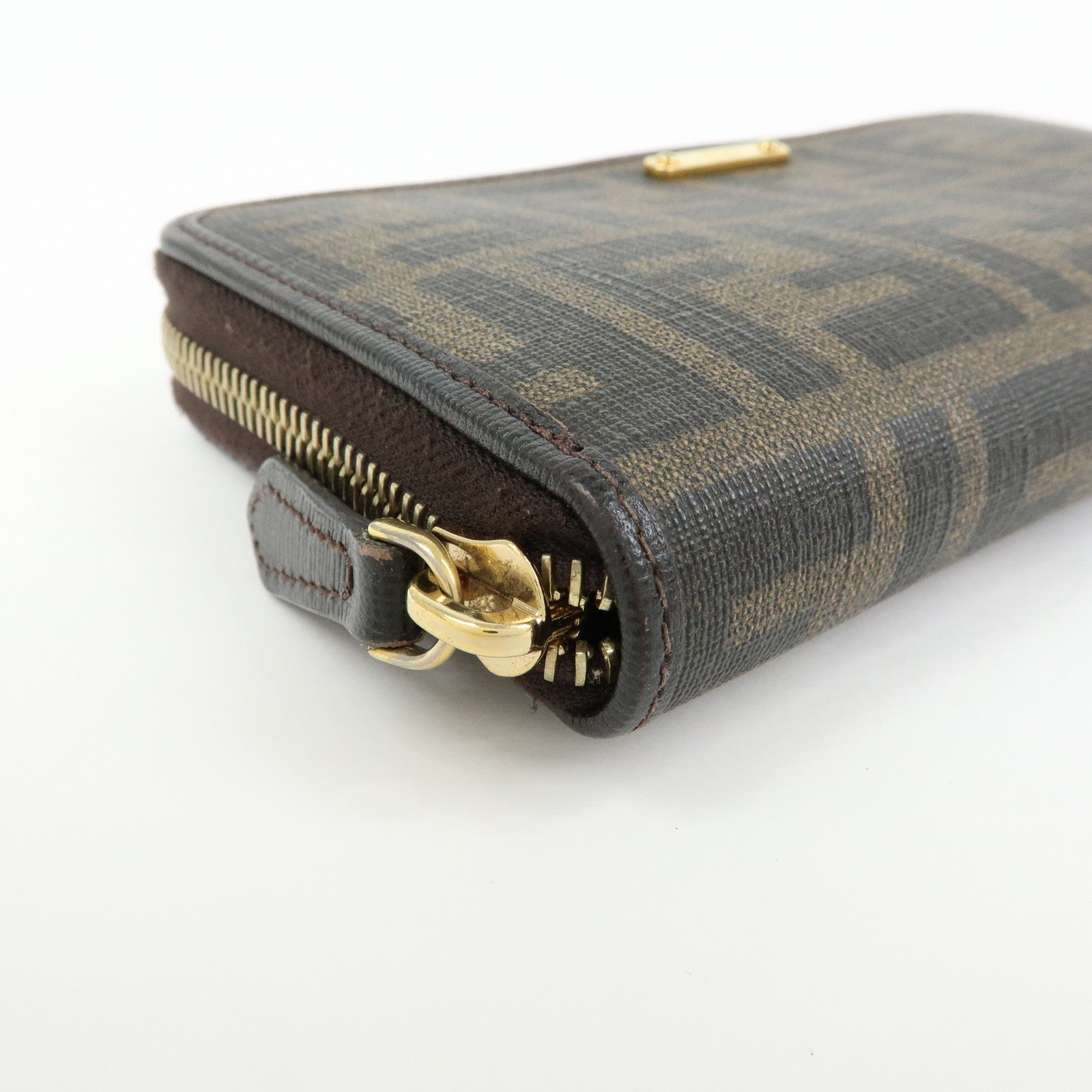 FENDI Zucca PVC Leather Zippy Round Long Wallet Brown 8M0299