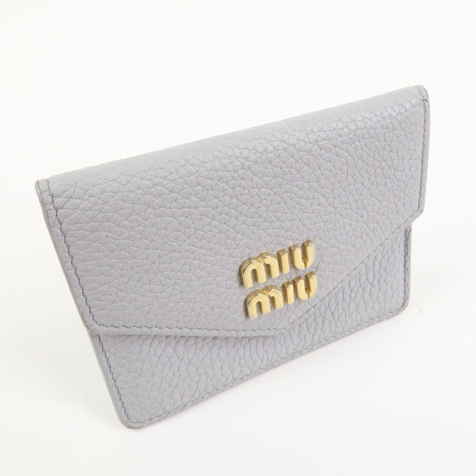 MIU MIU Vitello Daino Leather Card Case Light Blue 5MF031