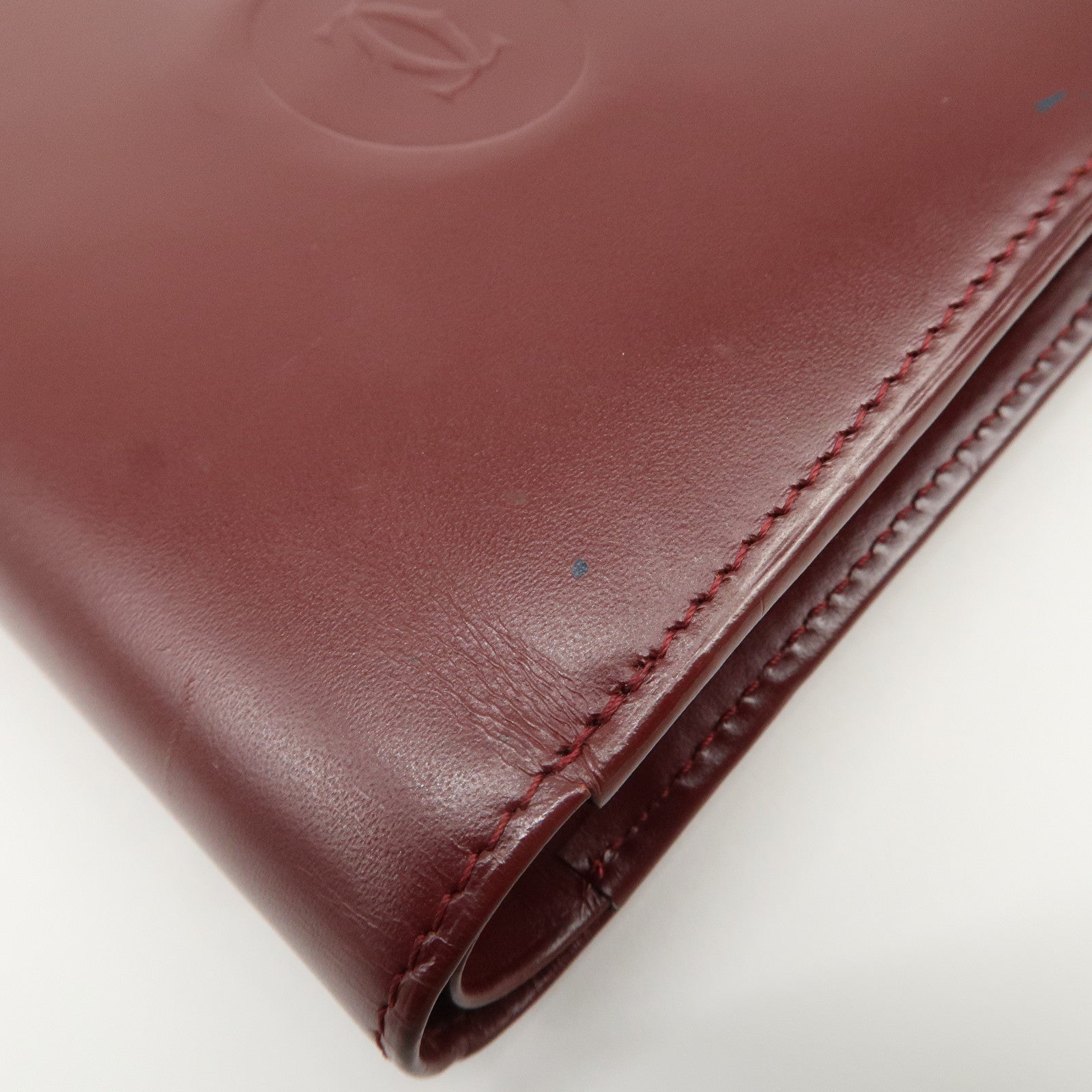 Cartier Must de Cartier Logo Leather Compact Wallet Bordeaux
