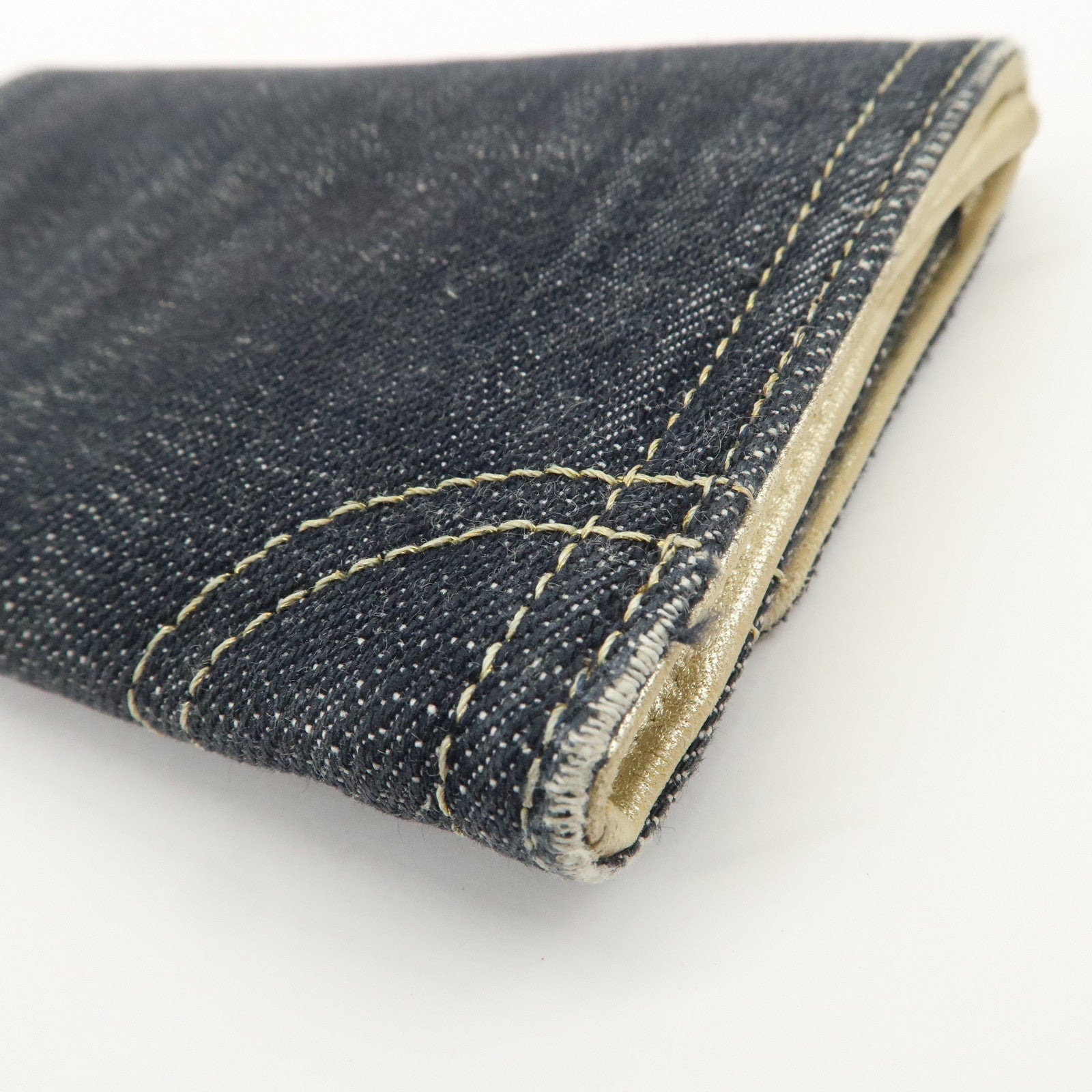 CHANEL COCO Mark Denim Bi-fold Compact Wallet Blue A31991