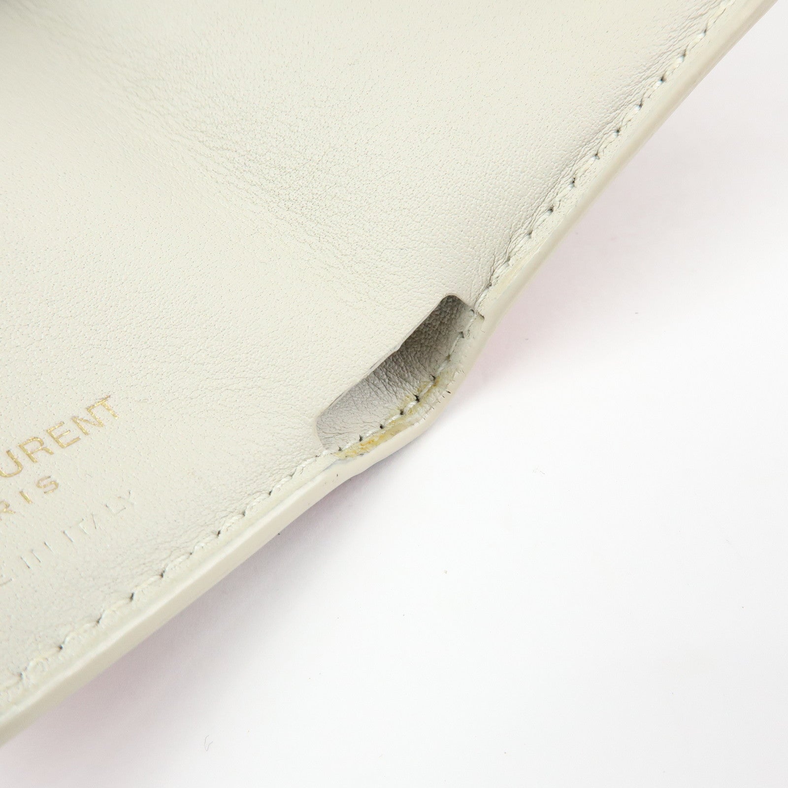 SAINT LAURENT PARIS Leather Compact Tri-fold Wallet Cherry Red